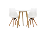 Venture Home Leonora spisebord φ65 - Oaklook / White MDF +Zeno Spisebordsstol - Nature woodlook / White PP _2