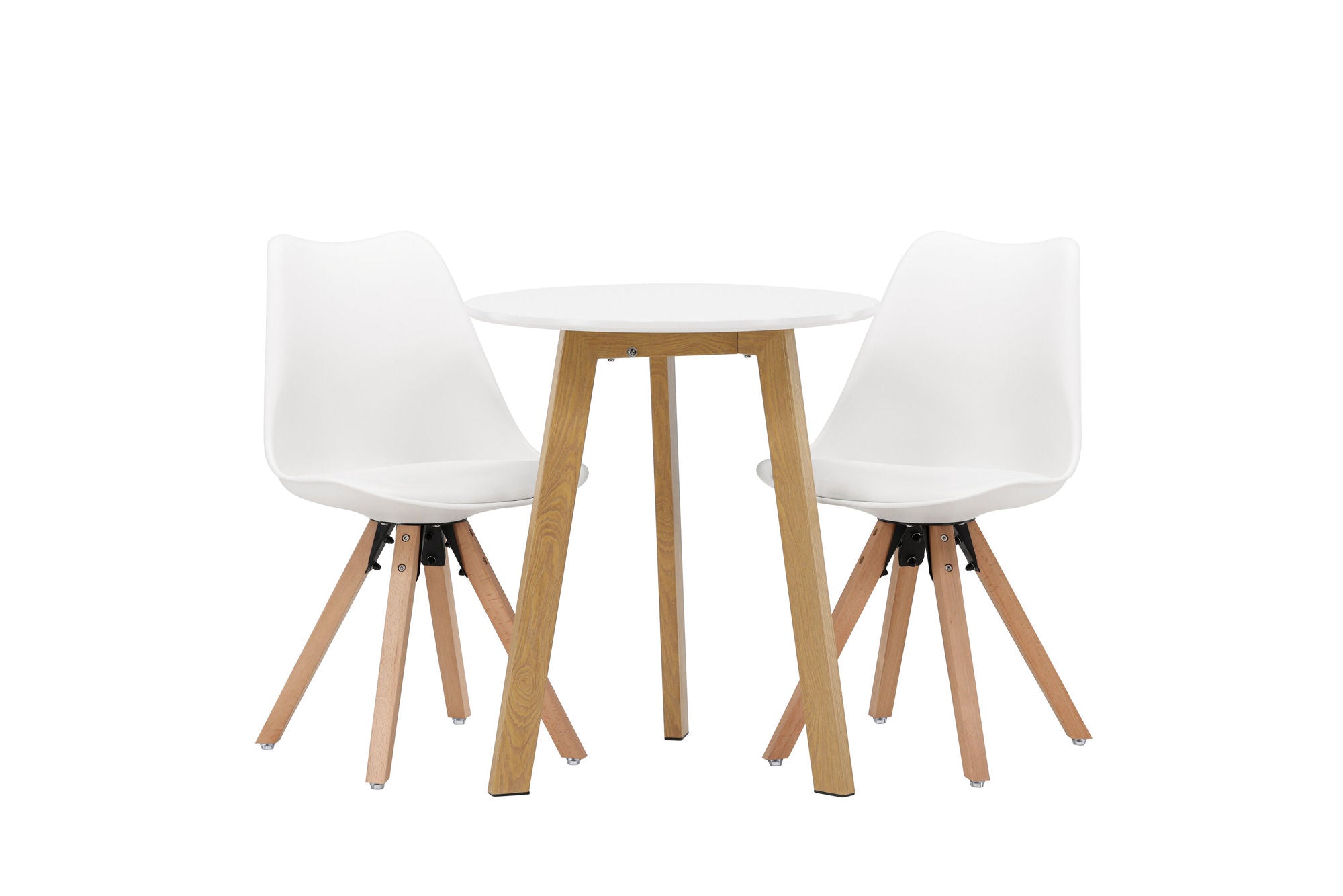 Venture Home Leonora spisebord φ65 - Oaklook / White MDF +Zeno Spisebordsstol - Nature woodlook / White PP _2