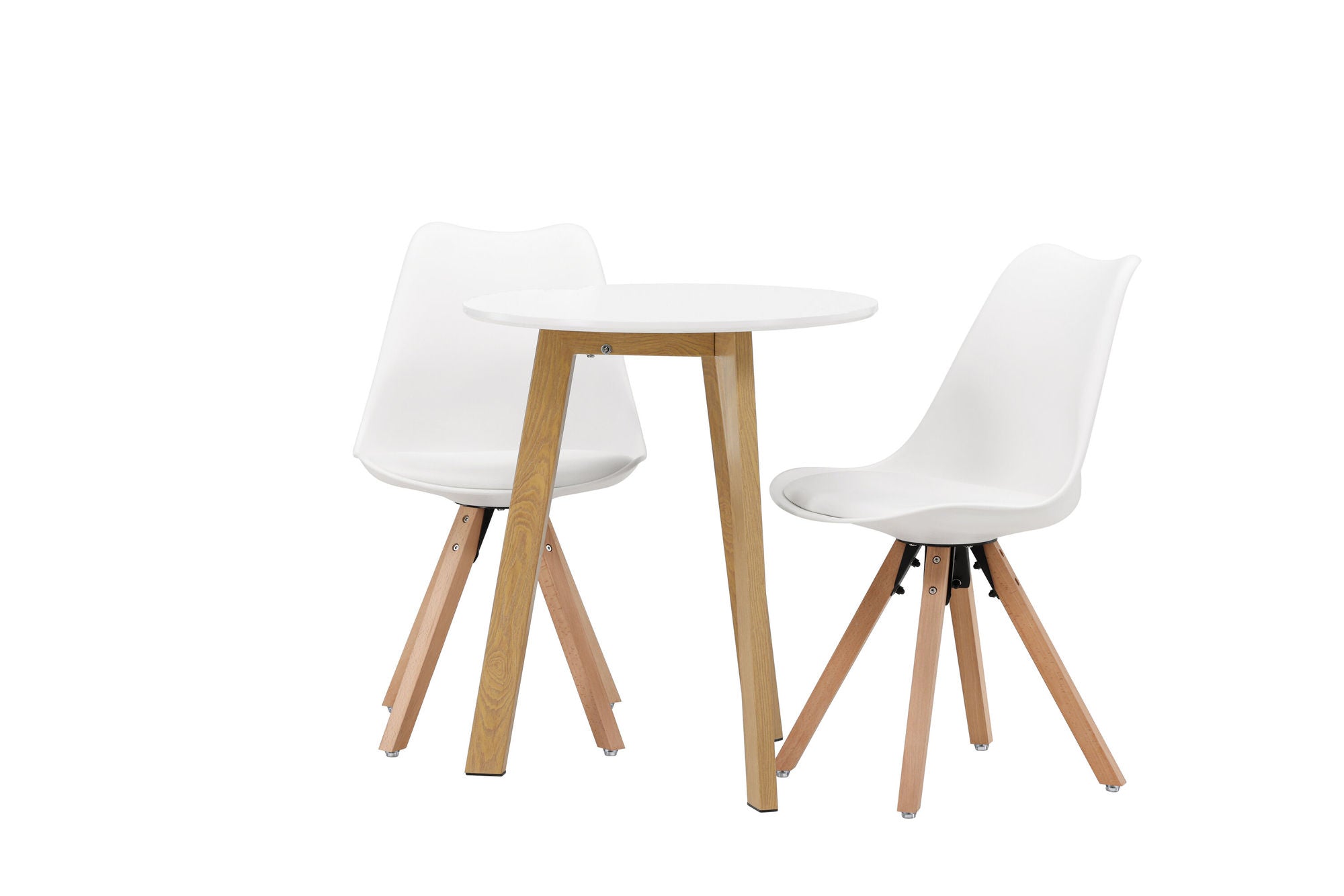 Venture Home Leonora spisebord φ65 - Oaklook / White MDF +Zeno Spisebordsstol - Nature woodlook / White PP _2