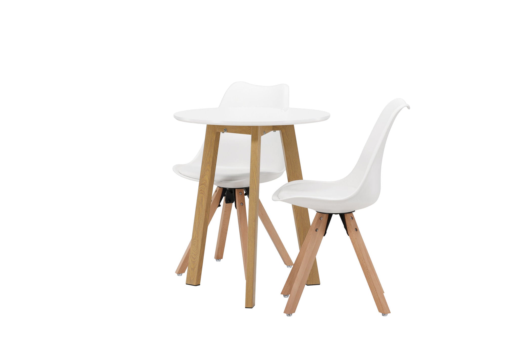 Venture Home Leonora spisebord φ65 - Oaklook / White MDF +Zeno Spisebordsstol - Nature woodlook / White PP _2