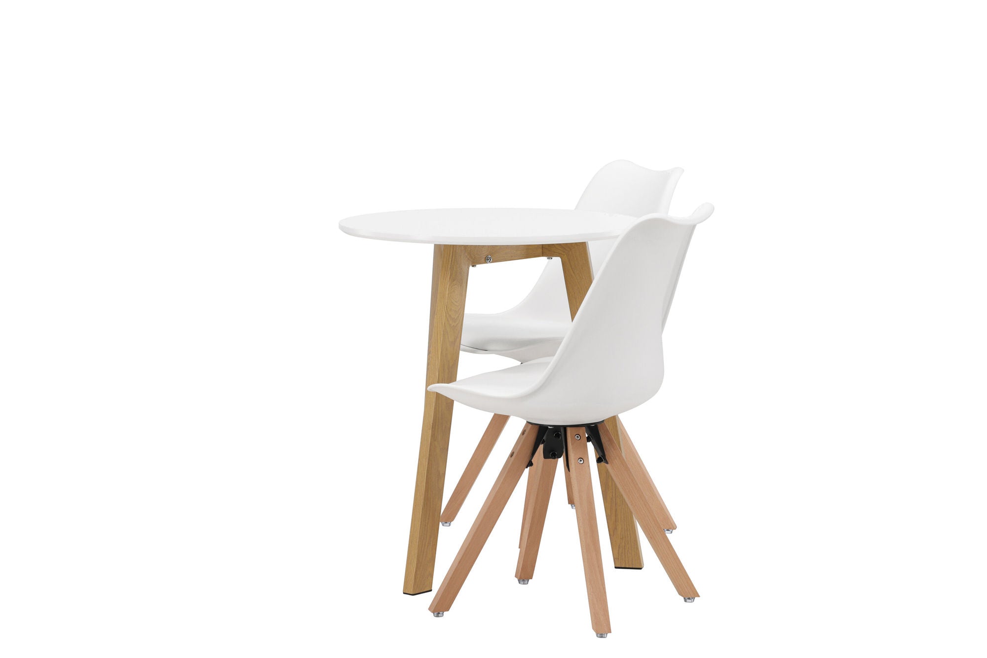 Venture Home Leonora spisebord φ65 - Oaklook / White MDF +Zeno Spisebordsstol - Nature woodlook / White PP _2