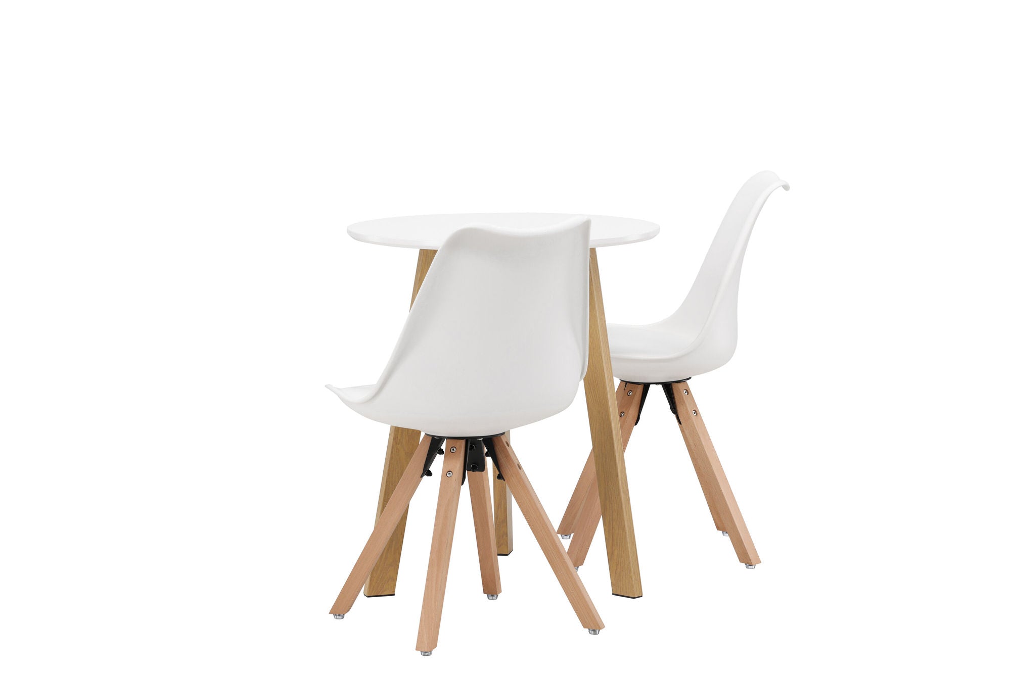Venture Home Leonora spisebord φ65 - Oaklook / White MDF +Zeno Spisebordsstol - Nature woodlook / White PP _2