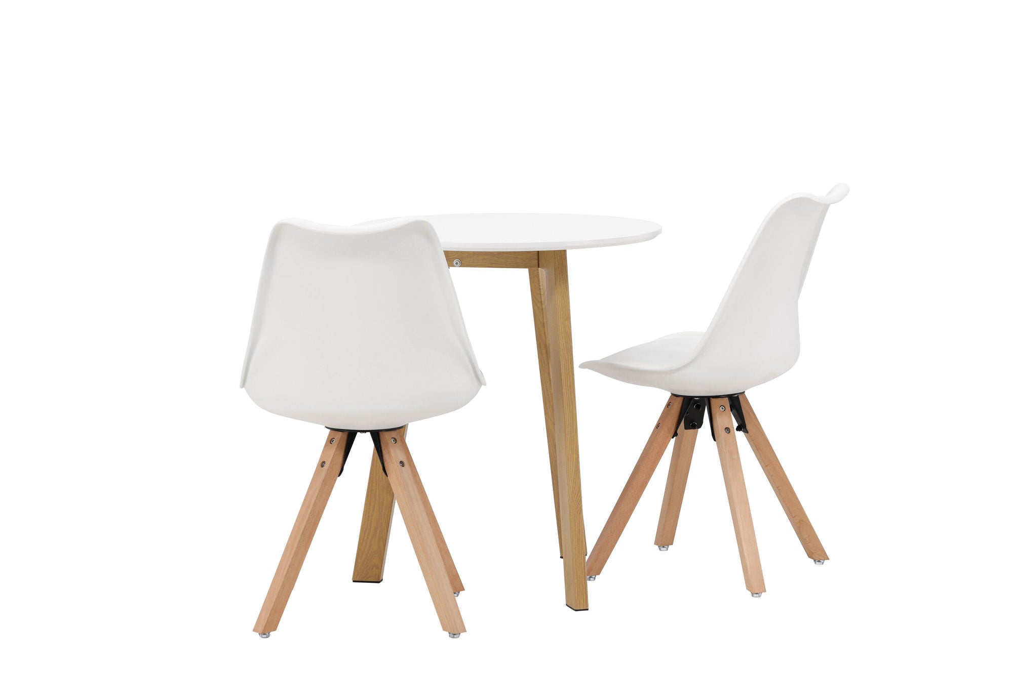 Venture Home Leonora spisebord φ65 - Oaklook / White MDF +Zeno Spisebordsstol - Nature woodlook / White PP _2