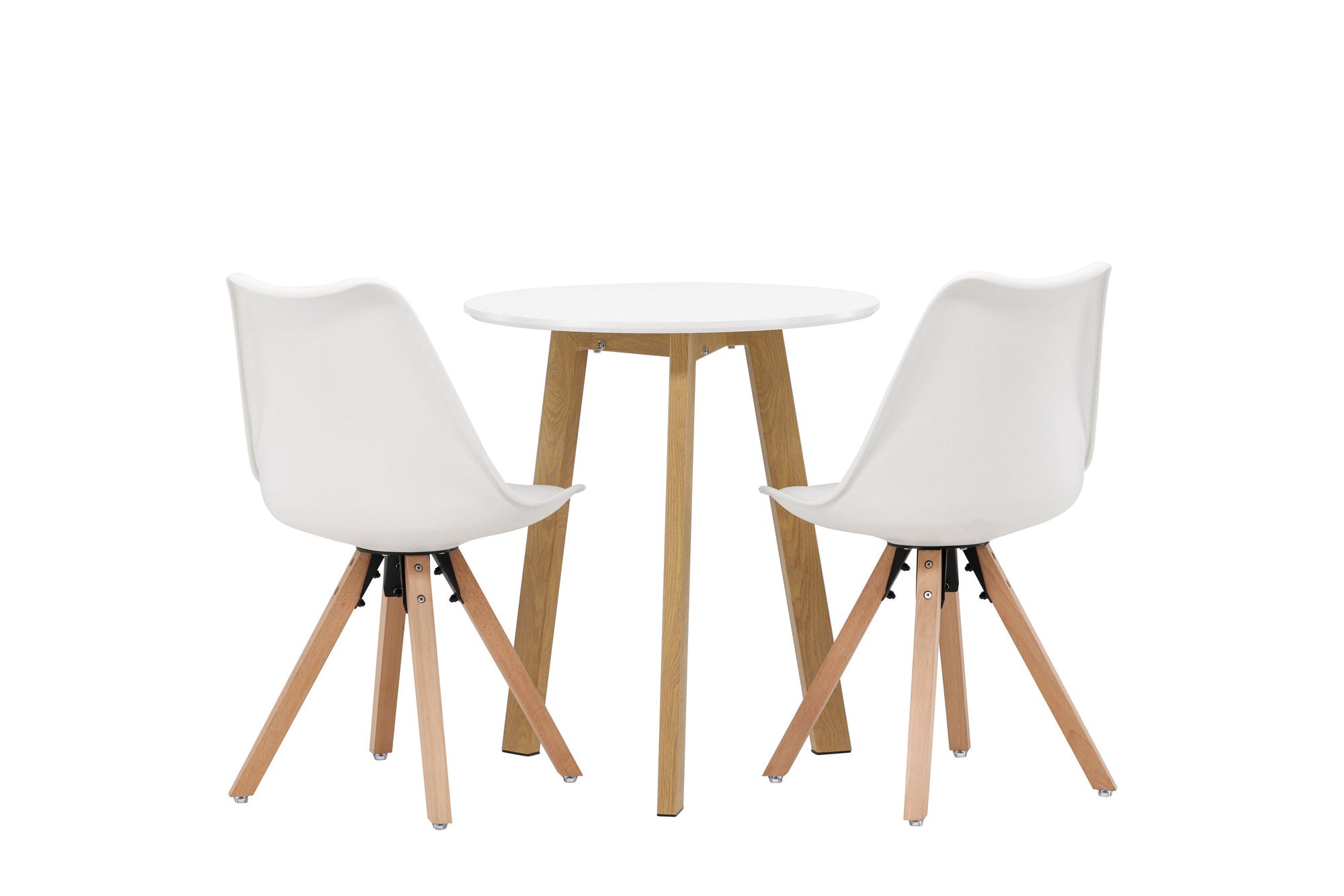 Venture Home Leonora spisebord φ65 - Oaklook / White MDF +Zeno Spisebordsstol - Nature woodlook / White PP _2