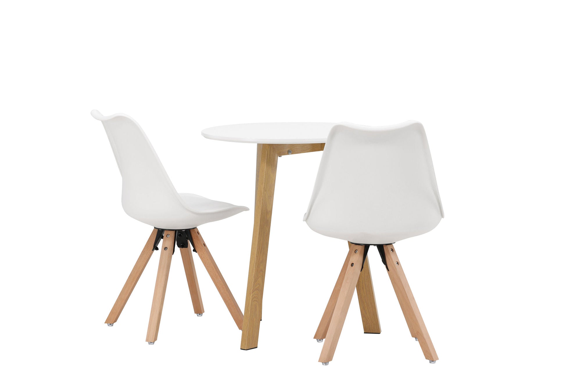 Venture Home Leonora spisebord φ65 - Oaklook / White MDF +Zeno Spisebordsstol - Nature woodlook / White PP _2