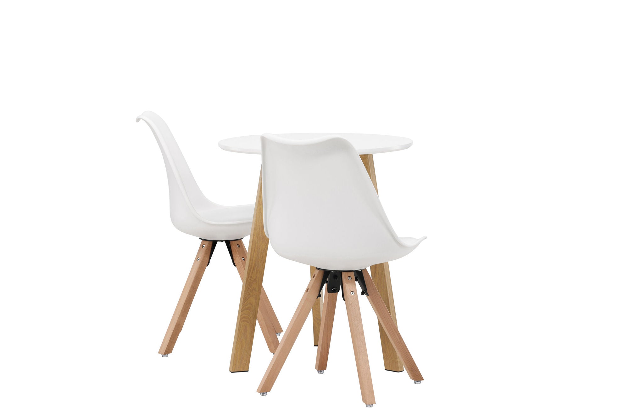 Venture Home Leonora spisebord φ65 - Oaklook / White MDF +Zeno Spisebordsstol - Nature woodlook / White PP _2
