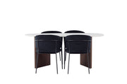 Venture Home Grönvik spisebord 180*75 - Mocca / Offwhite Concretelook MDF +Selma Spisebordsstol - Black / Black Velvet _4
