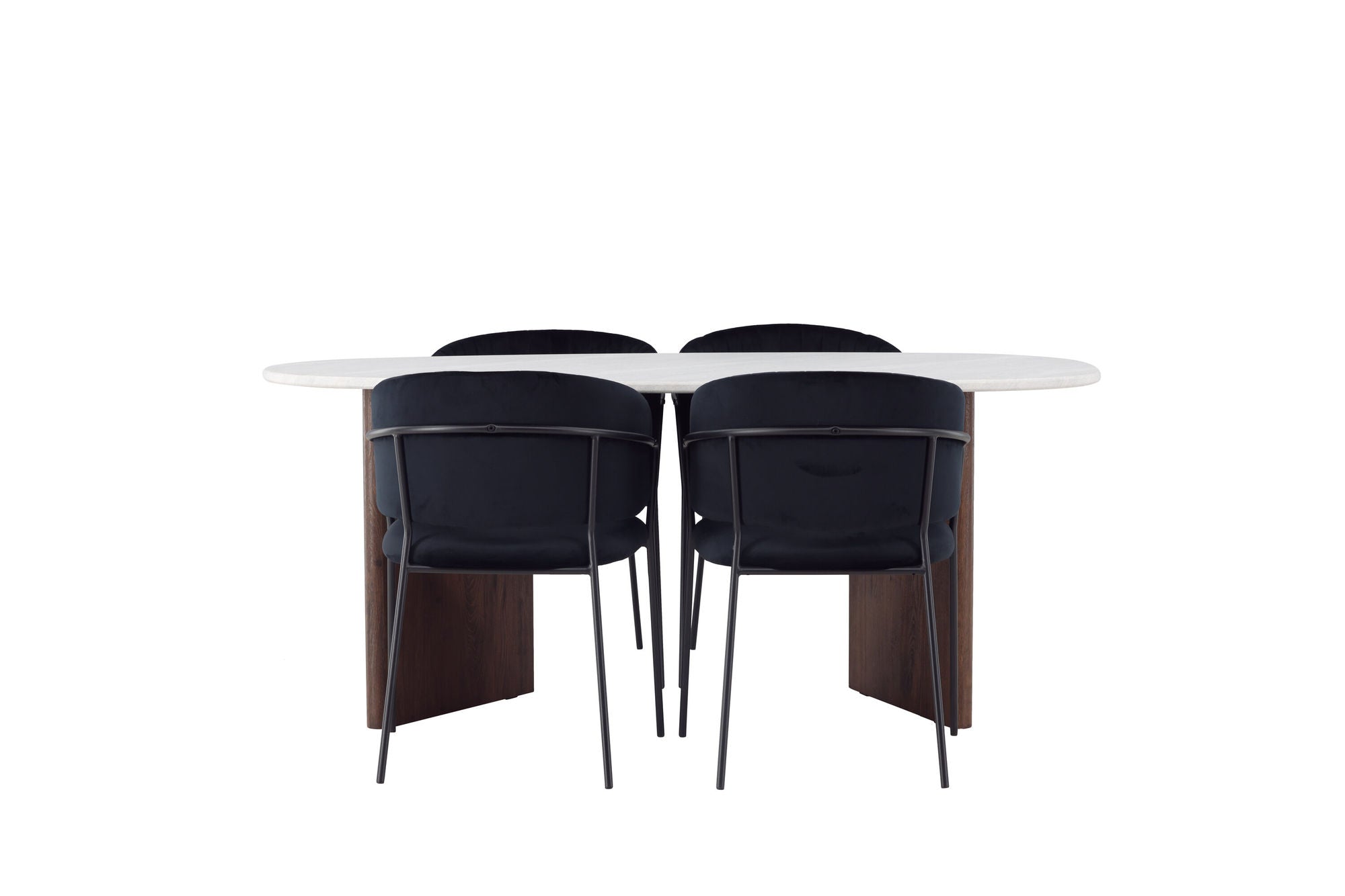 Venture Home Grönvik spisebord 180*75 - Mocca / Offwhite Concretelook MDF +Selma Spisebordsstol - Black / Black Velvet _4