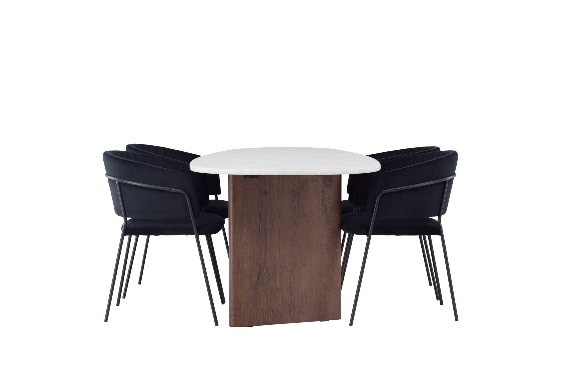 Venture Home Grönvik spisebord 180*75 - Mocca / Offwhite Concretelook MDF +Selma Spisebordsstol - Black / Black Velvet _4