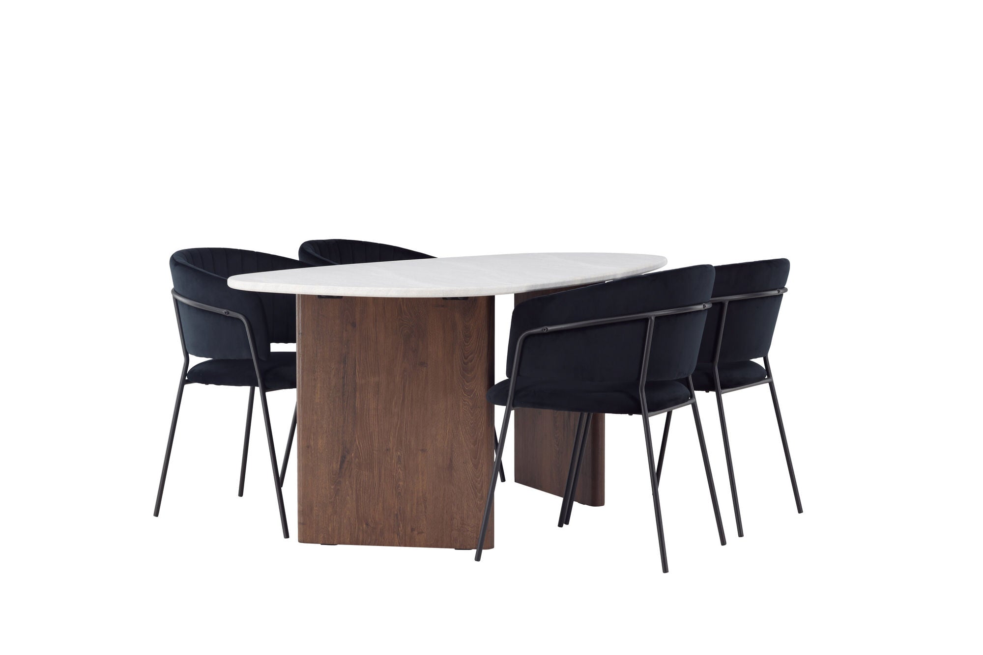 Venture Home Grönvik spisebord 180*75 - Mocca / Offwhite Concretelook MDF +Selma Spisebordsstol - Black / Black Velvet _4