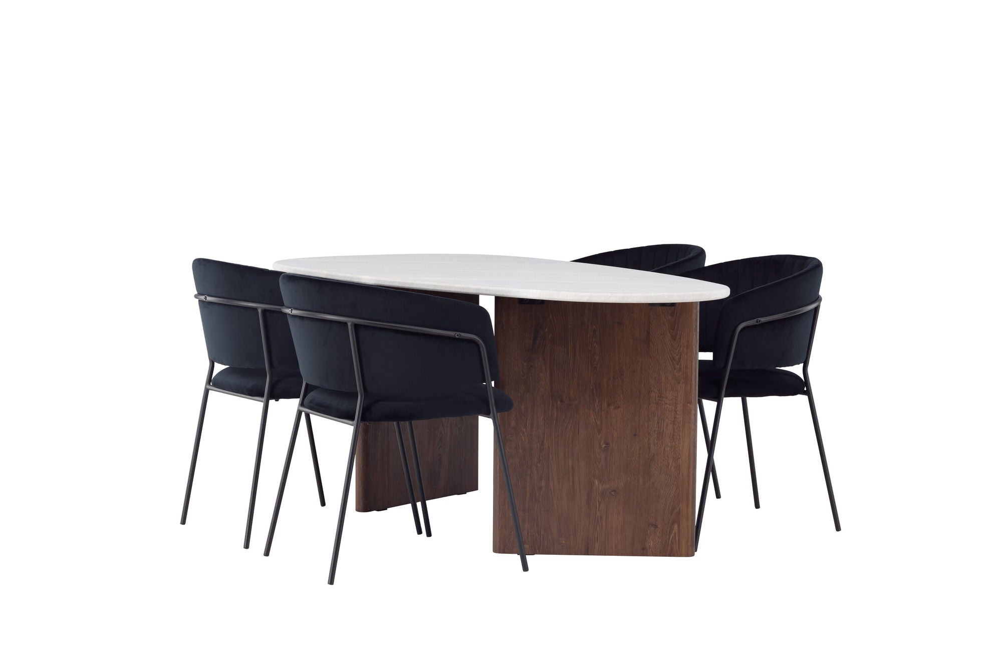 Venture Home Grönvik spisebord 180*75 - Mocca / Offwhite Concretelook MDF +Selma Spisebordsstol - Black / Black Velvet _4