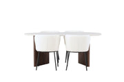 Venture Home Grönvik spisebord 180*75 - Mocca / Offwhite Concretelook MDF +Edina Spisebordsstol - Black / White Boucle _4