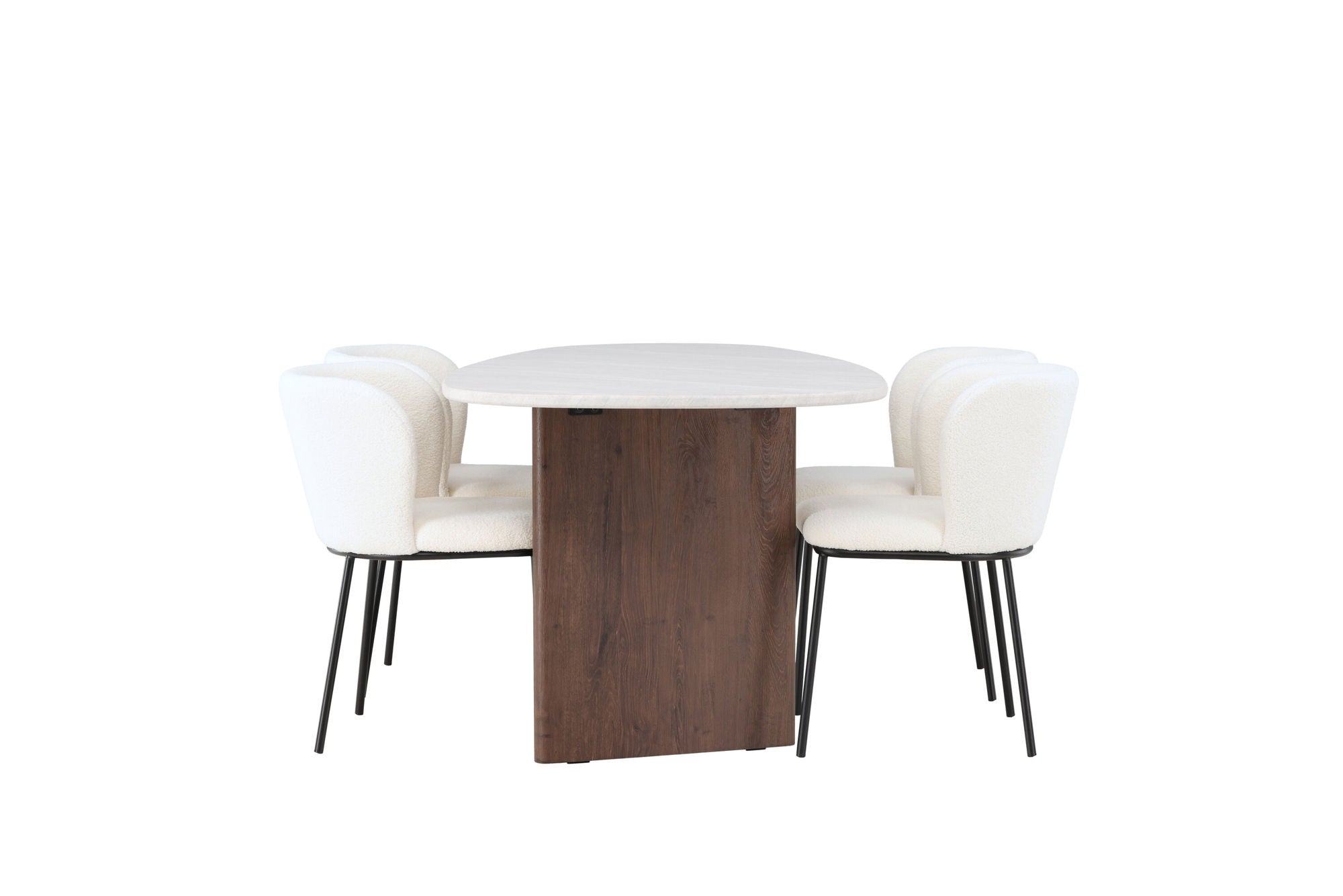 Venture Home Grönvik spisebord 180*75 - Mocca / Offwhite Concretelook MDF +Edina Spisebordsstol - Black / White Boucle _4