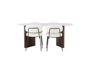 Venture Home Grönvik spisebord 180*75 - Mocca / Offwhite Concretelook MDF +Chico Spisebordsstol - Black / White Boucle _4