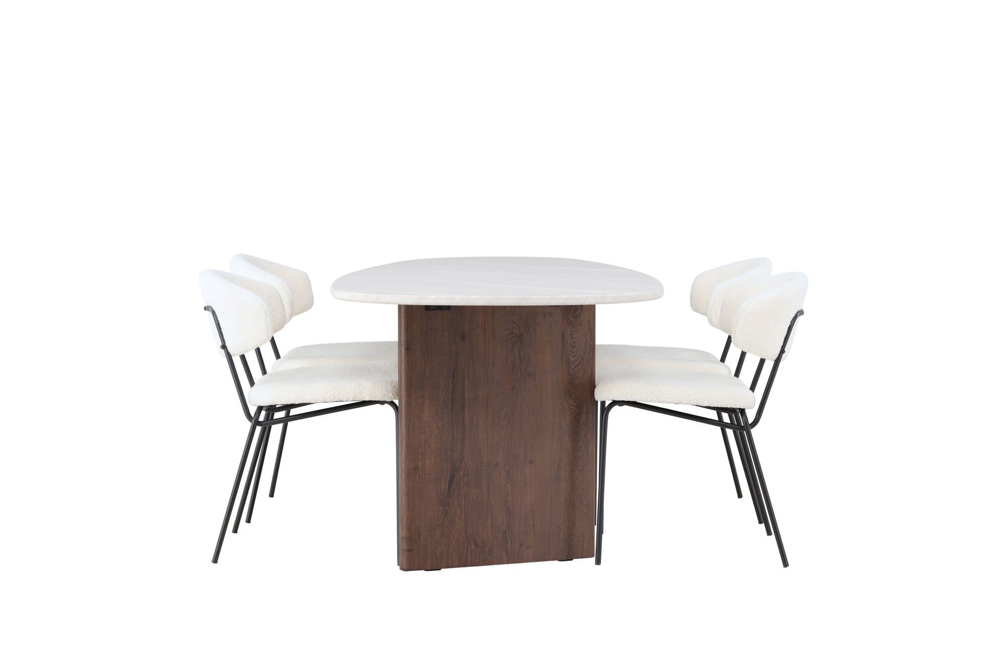Venture Home Grönvik spisebord 180*75 - Mocca / Offwhite Concretelook MDF +Chico Spisebordsstol - Black / White Boucle _4
