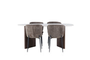 Venture Home Grönvik spisebord 180*75 - Mocca / Offwhite Concretelook MDF +Modesto Spisebordsstol - Grey / Smoked Black Boucle _4