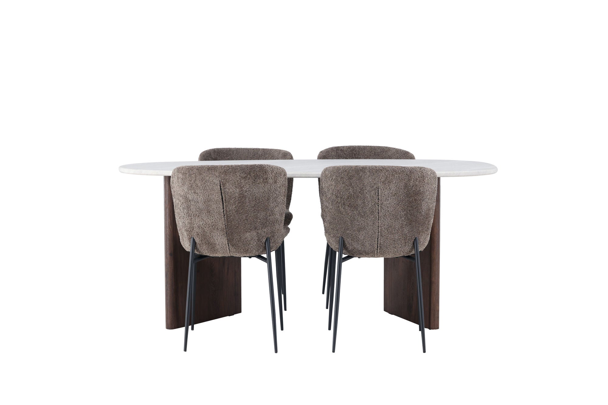 Venture Home Grönvik spisebord 180*75 - Mocca / Offwhite Concretelook MDF +Modesto Spisebordsstol - Grey / Smoked Black Boucle _4