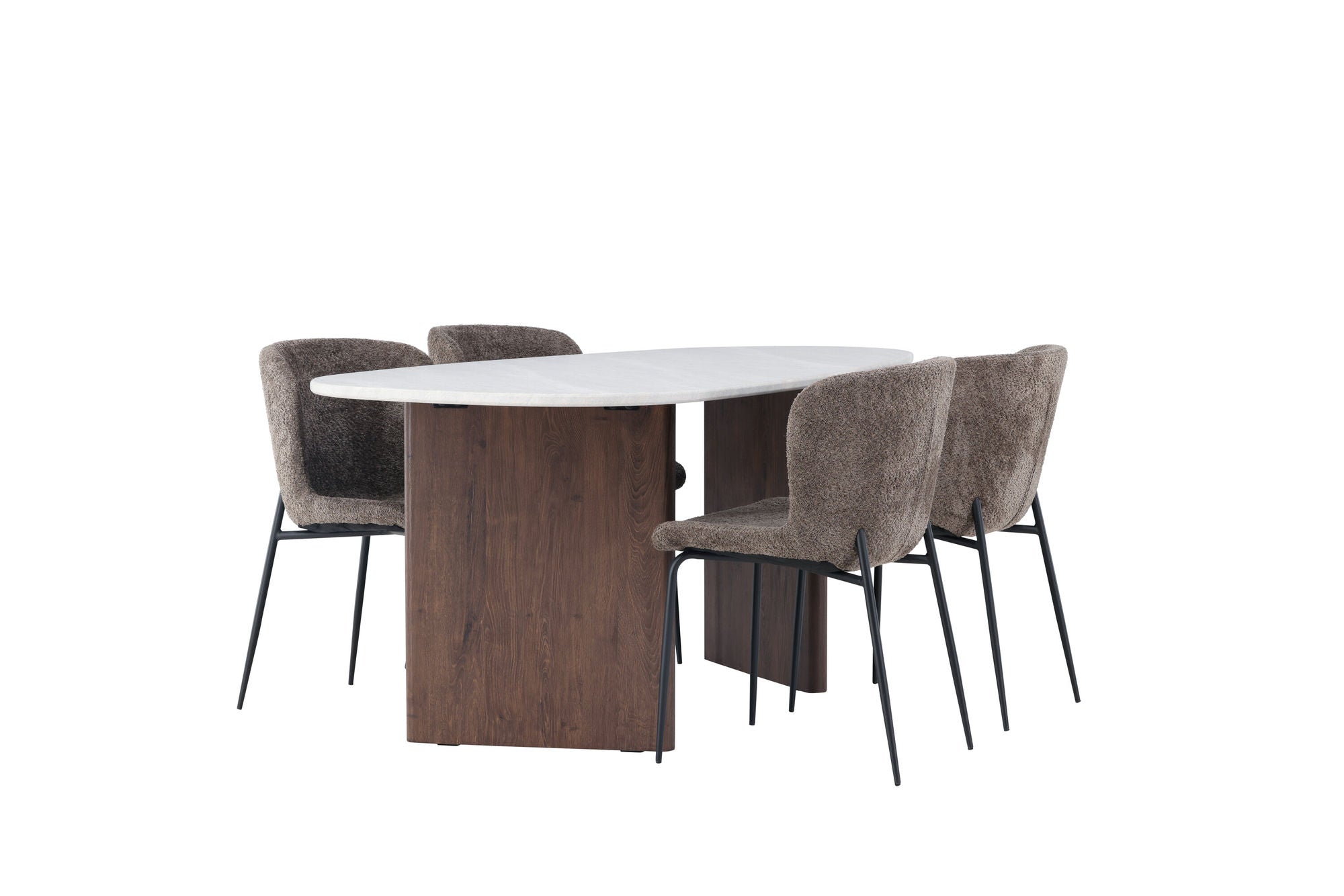 Venture Home Grönvik spisebord 180*75 - Mocca / Offwhite Concretelook MDF +Modesto Spisebordsstol - Grey / Smoked Black Boucle _4
