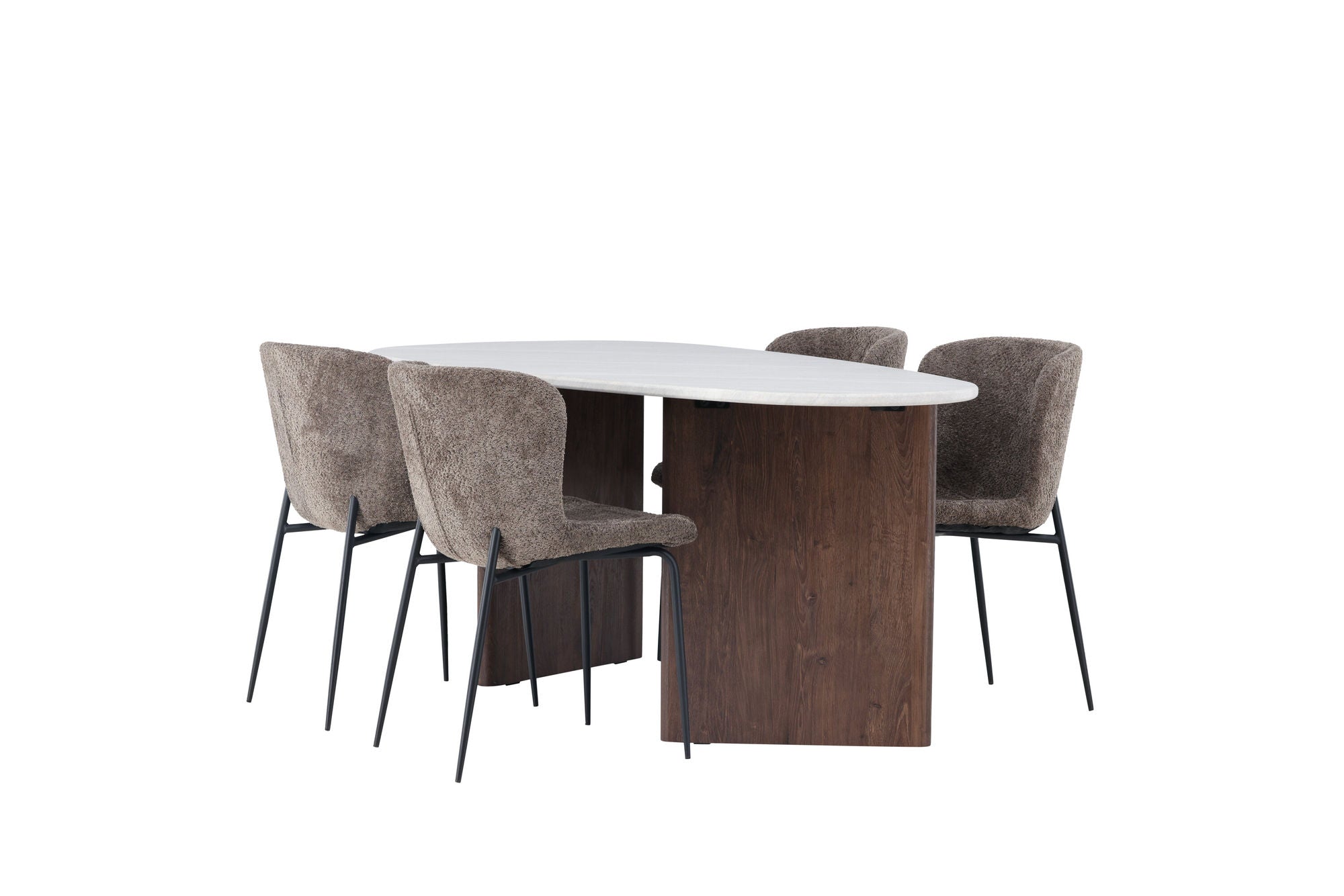 Venture Home Grönvik spisebord 180*75 - Mocca / Offwhite Concretelook MDF +Modesto Spisebordsstol - Grey / Smoked Black Boucle _4