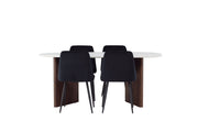 Venture Home Grönvik spisebord 180*75 - Mocca / Offwhite Concretelook MDF +Night Spisebordsstol - Black / Black Velvet _4