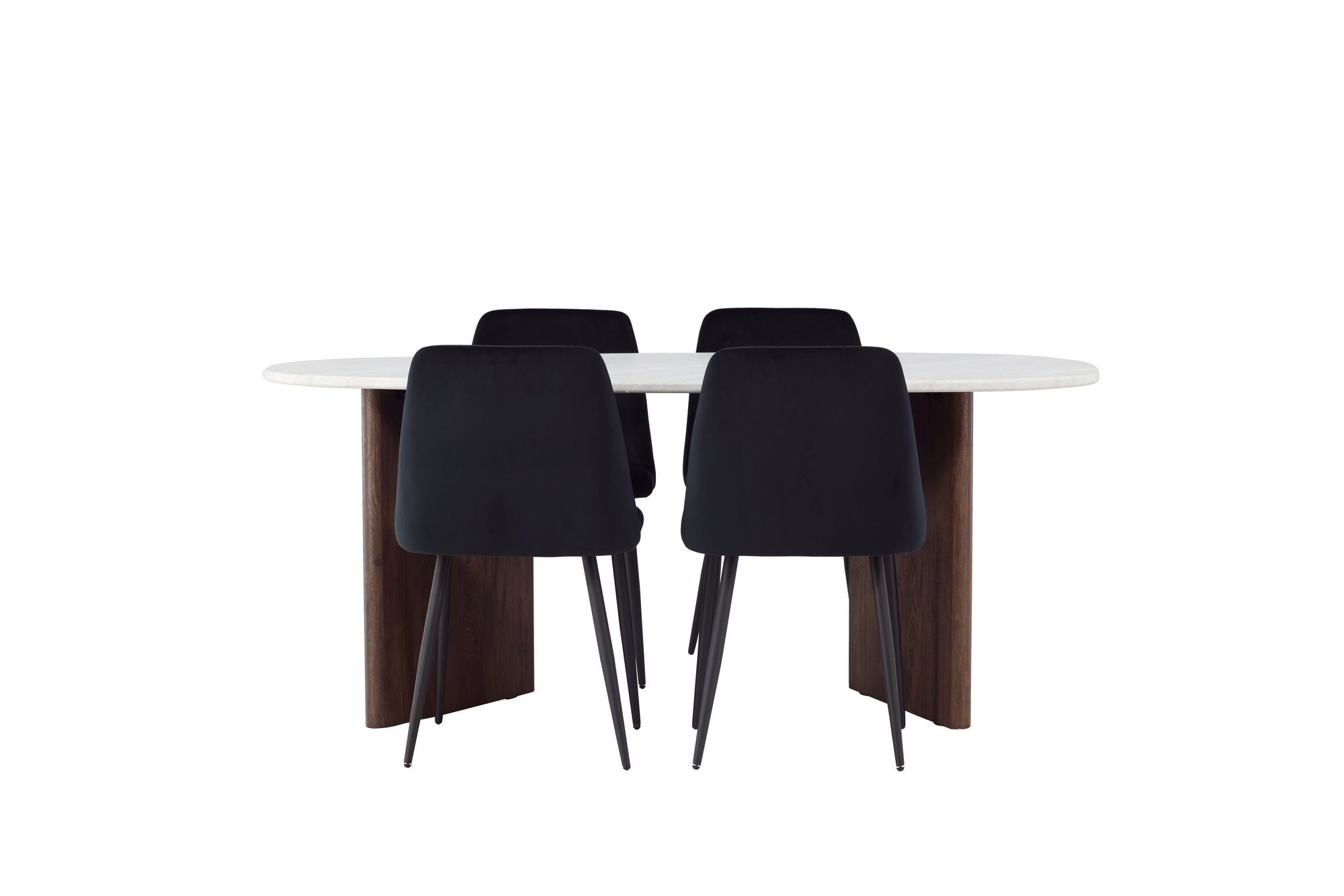 Venture Home Grönvik spisebord 180*75 - Mocca / Offwhite Concretelook MDF +Night Spisebordsstol - Black / Black Velvet _4
