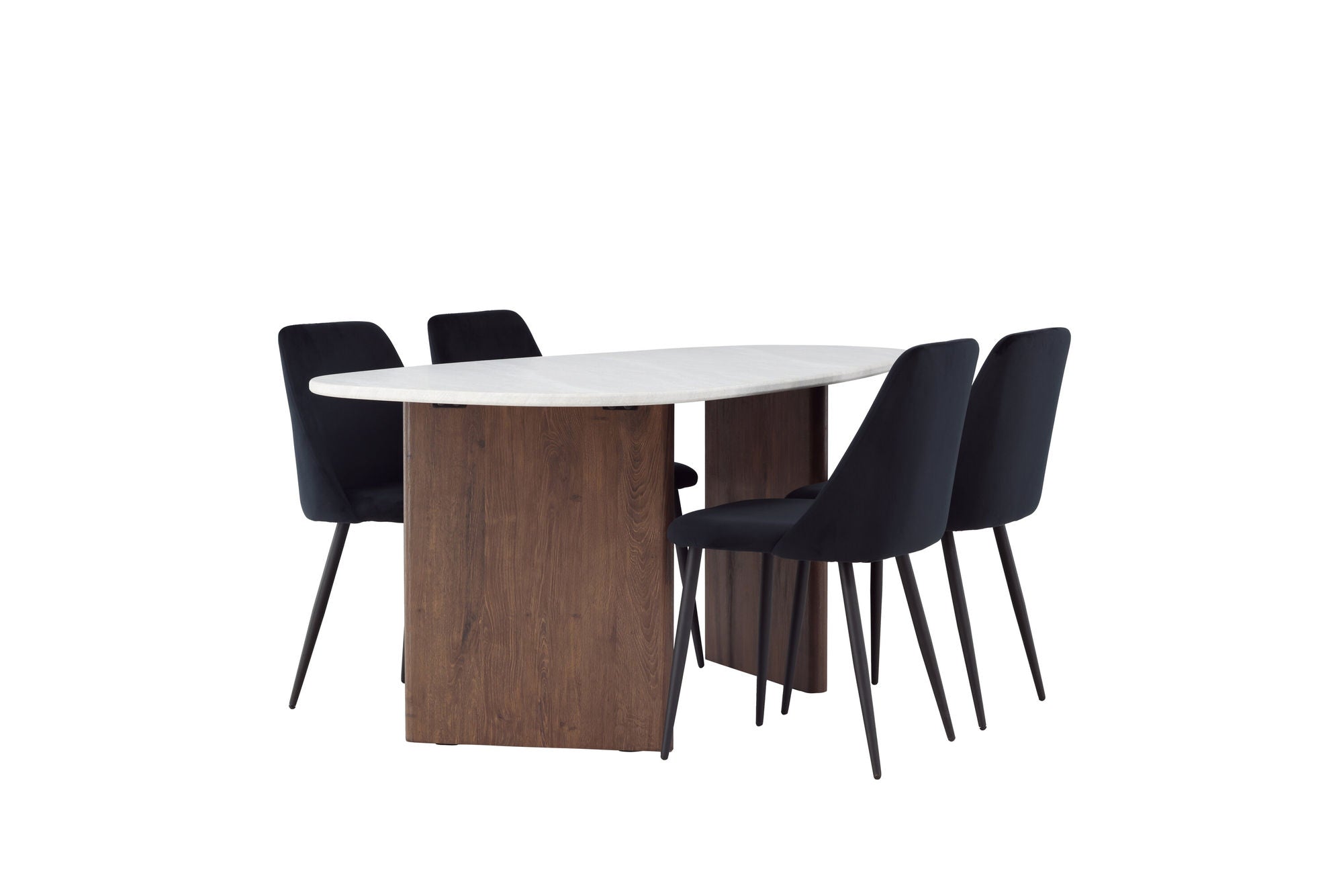 Venture Home Grönvik spisebord 180*75 - Mocca / Offwhite Concretelook MDF +Night Spisebordsstol - Black / Black Velvet _4