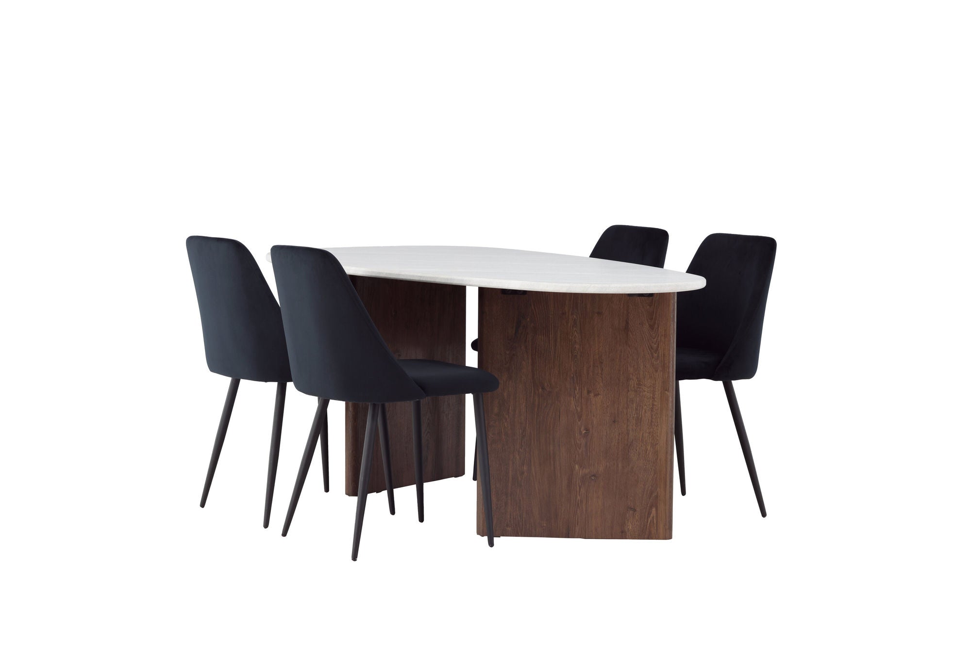 Venture Home Grönvik spisebord 180*75 - Mocca / Offwhite Concretelook MDF +Night Spisebordsstol - Black / Black Velvet _4