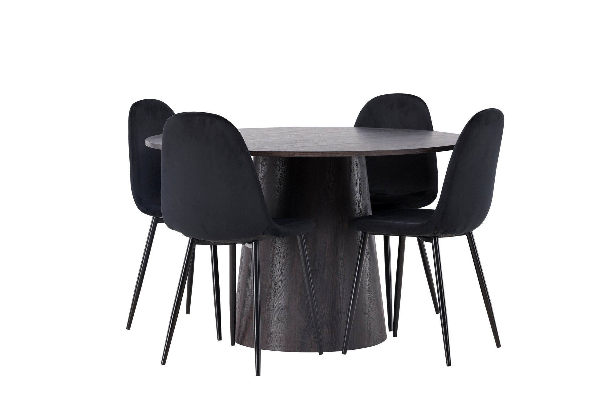 Venture Home Lanzo spisebord φ120 - Mocca/Mocca +Polar Spisebordsstol - Black legs / Black Velvet _4