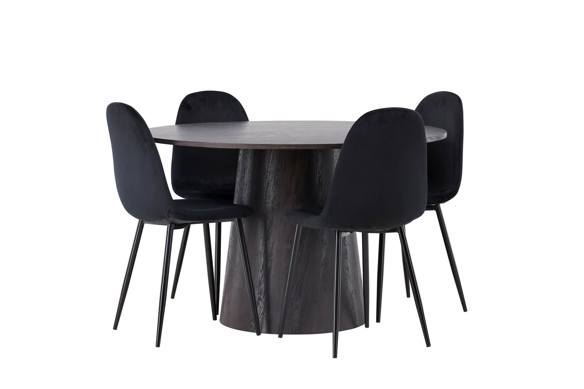 Venture Home Lanzo spisebord φ120 - Mocca/Mocca +Polar Spisebordsstol - Black legs / Black Velvet _4