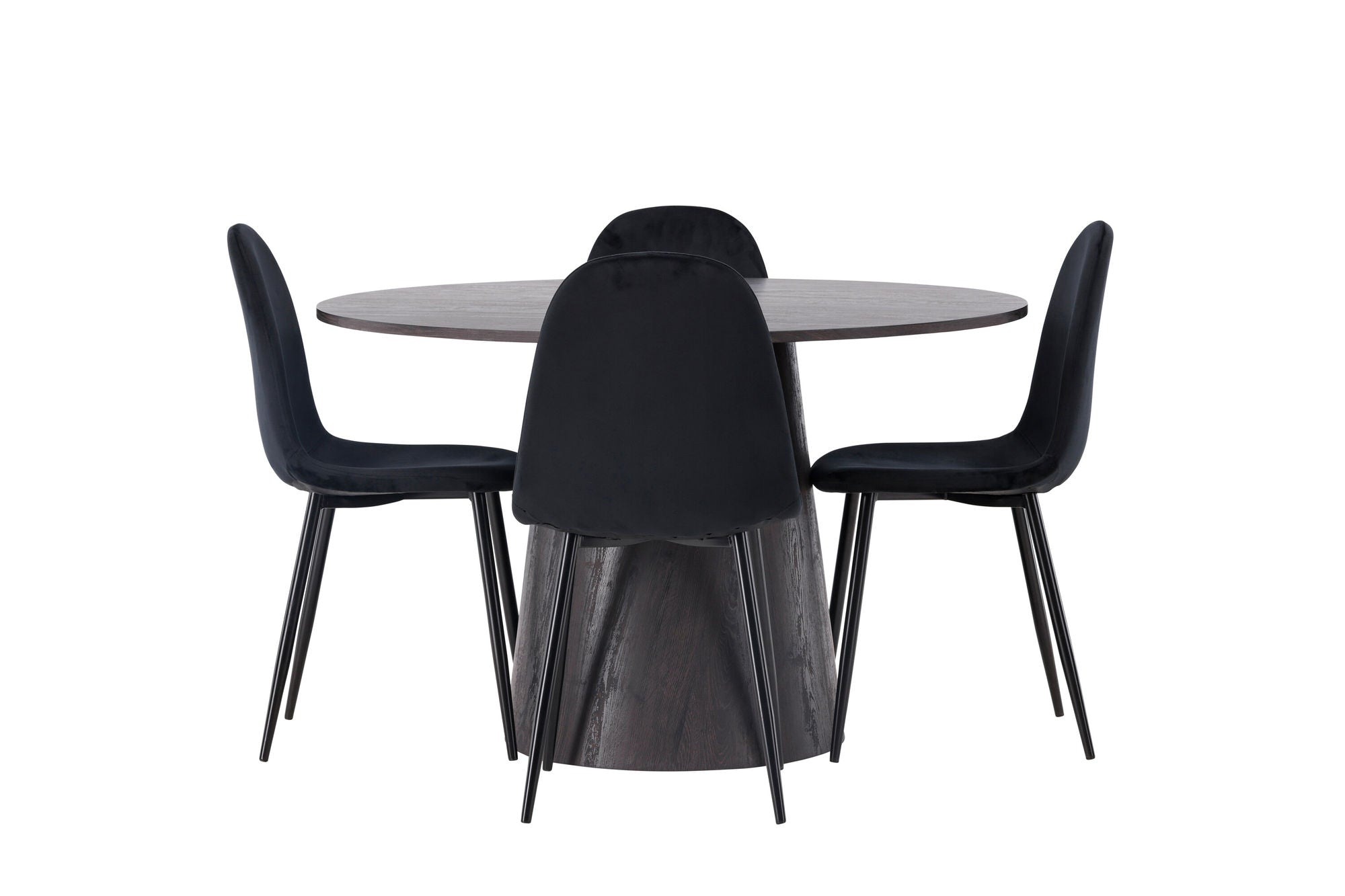 Venture Home Lanzo spisebord φ120 - Mocca/Mocca +Polar Spisebordsstol - Black legs / Black Velvet _4