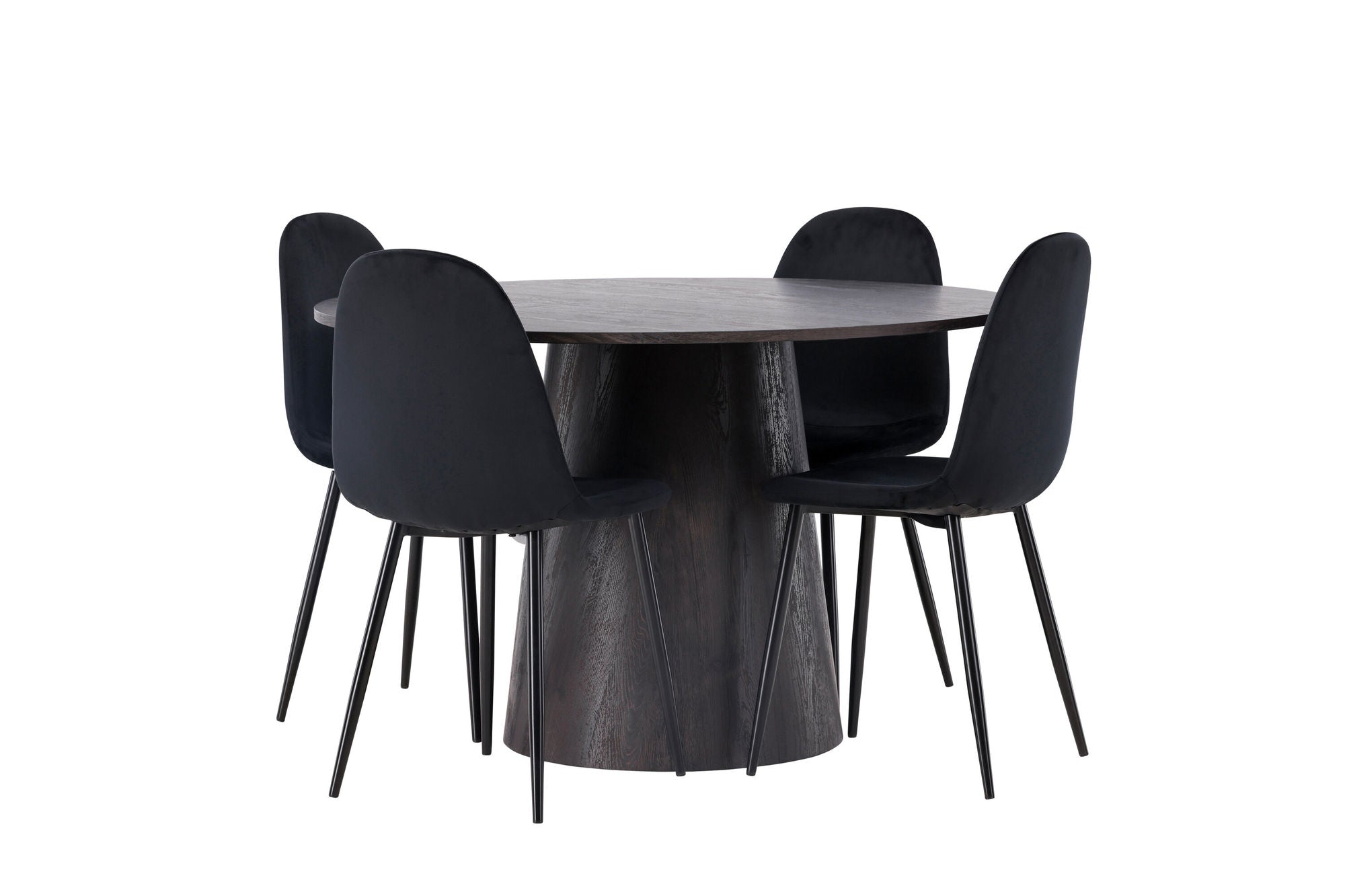Venture Home Lanzo spisebord φ120 - Mocca/Mocca +Polar Spisebordsstol - Black legs / Black Velvet _4