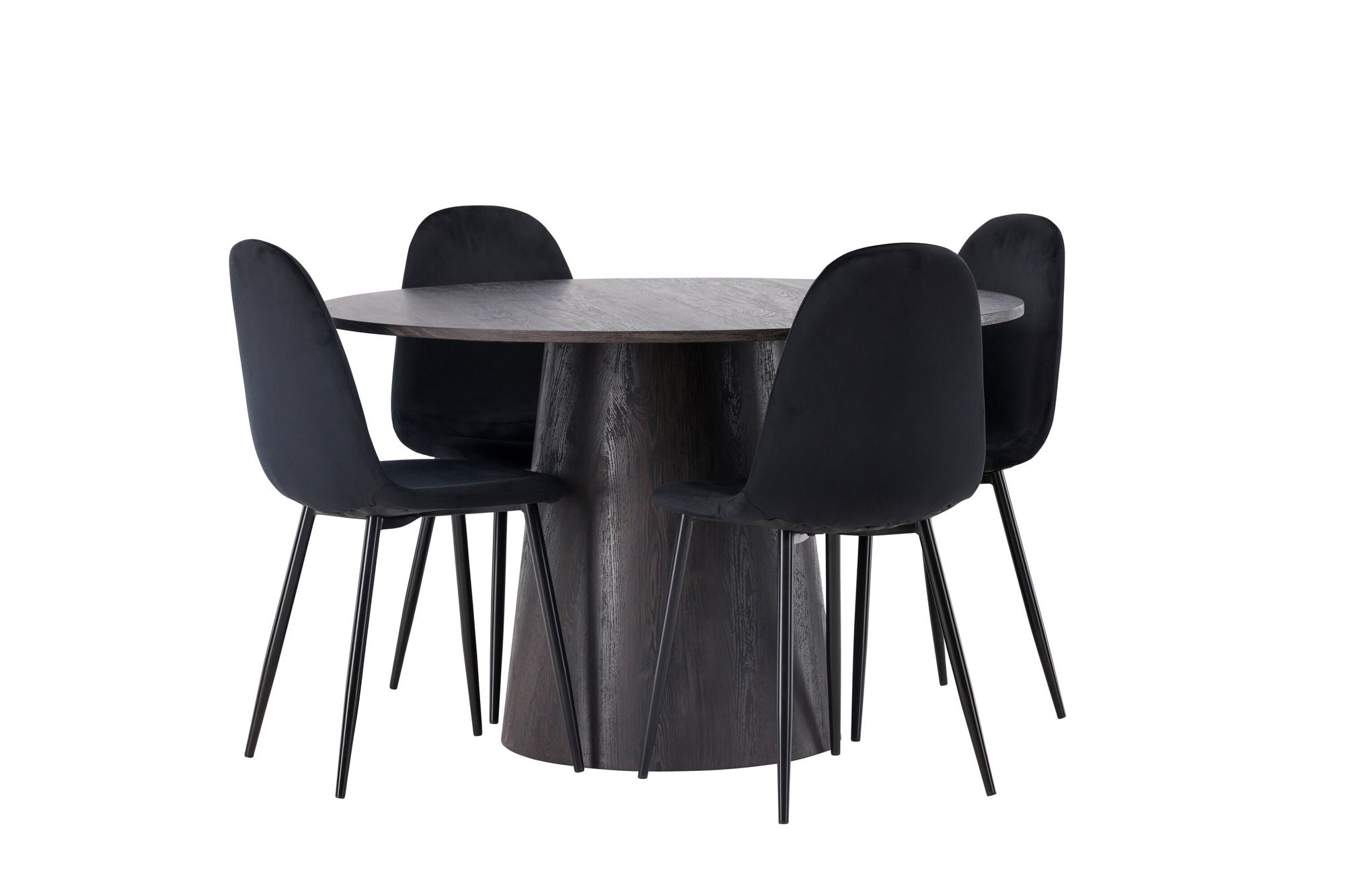 Venture Home Lanzo spisebord φ120 - Mocca/Mocca +Polar Spisebordsstol - Black legs / Black Velvet _4