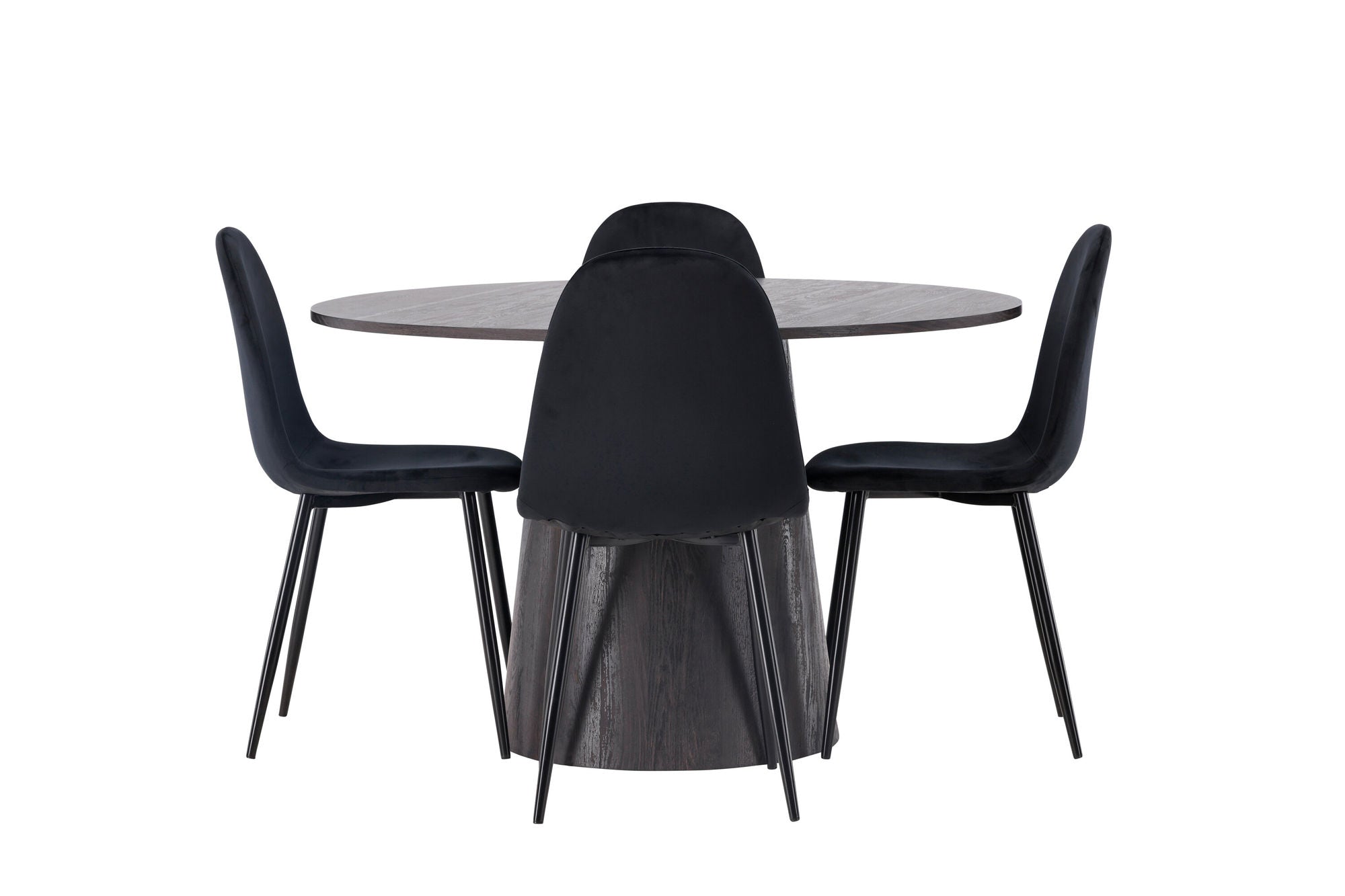 Venture Home Lanzo spisebord φ120 - Mocca/Mocca +Polar Spisebordsstol - Black legs / Black Velvet _4