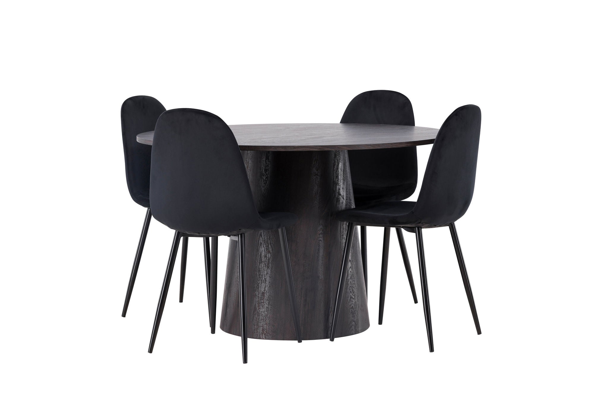 Venture Home Lanzo spisebord φ120 - Mocca/Mocca +Polar Spisebordsstol - Black legs / Black Velvet _4