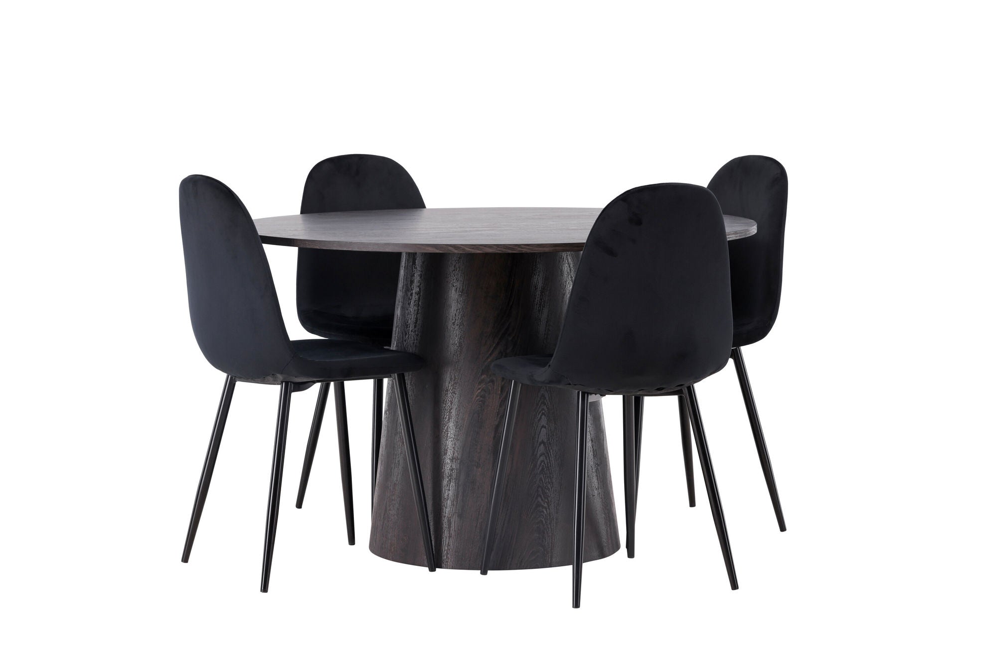 Venture Home Lanzo spisebord φ120 - Mocca/Mocca +Polar Spisebordsstol - Black legs / Black Velvet _4
