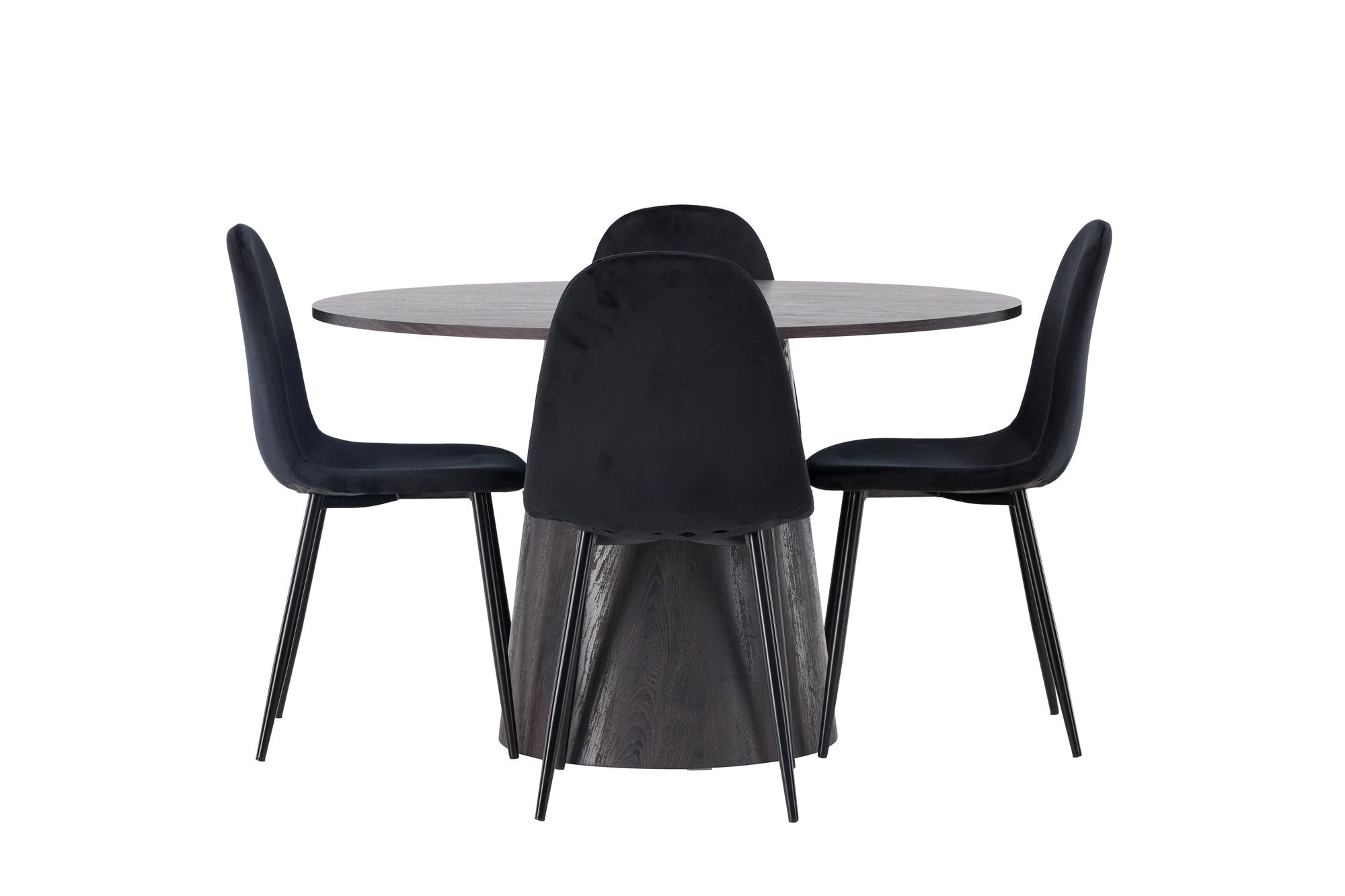 Venture Home Lanzo spisebord φ120 - Mocca/Mocca +Polar Spisebordsstol - Black legs / Black Velvet _4