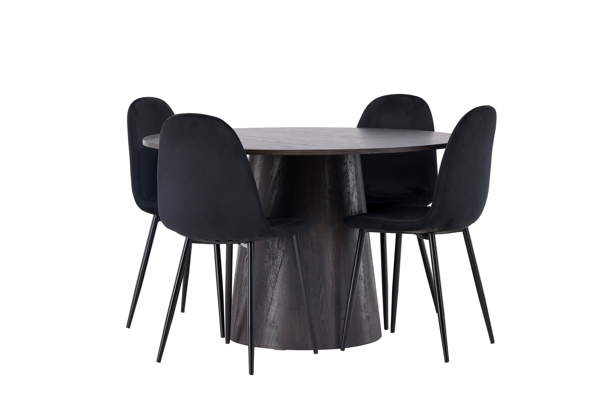 Venture Home Lanzo spisebord φ120 - Mocca/Mocca +Polar Spisebordsstol - Black legs / Black Velvet _4