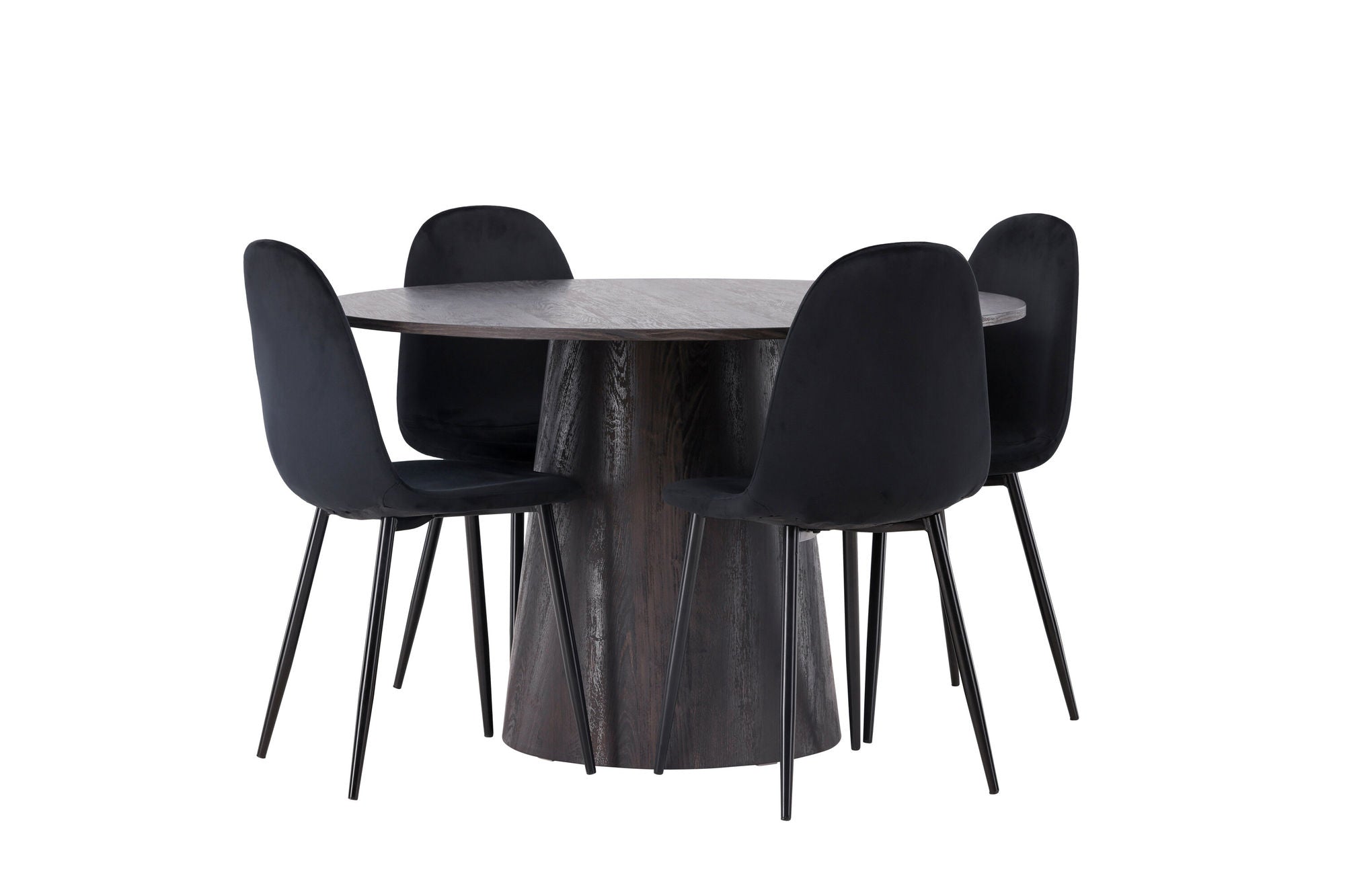 Venture Home Lanzo spisebord φ120 - Mocca/Mocca +Polar Spisebordsstol - Black legs / Black Velvet _4