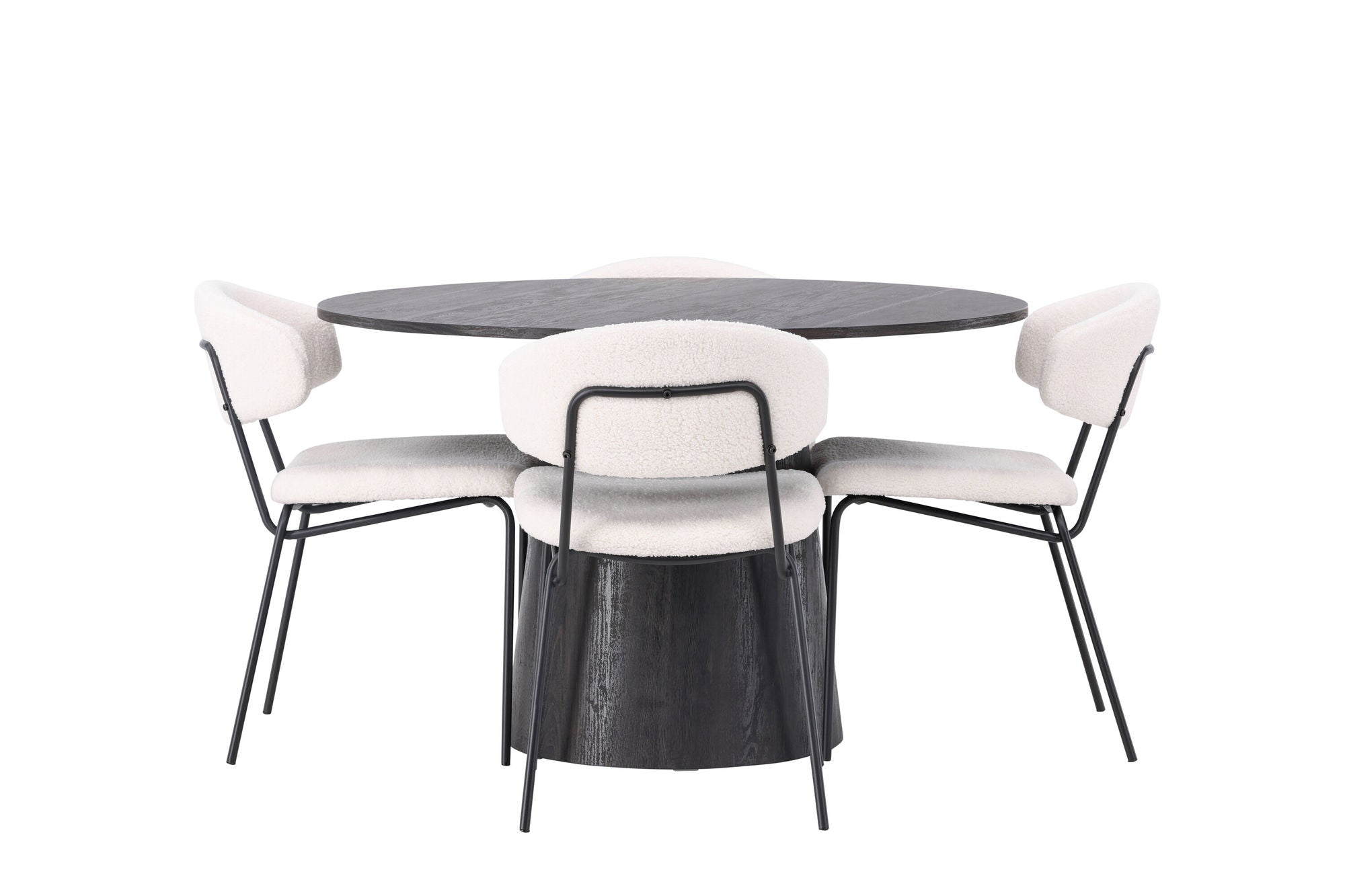 Venture Home Lanzo spisebord φ120 - Mocca/Mocca +Chico Spisebordsstol - Black / White Boucle _4