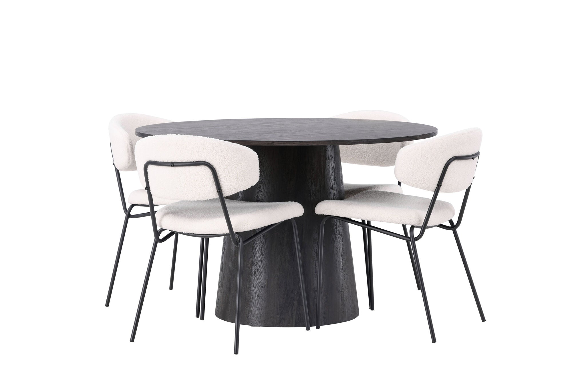 Venture Home Lanzo spisebord φ120 - Mocca/Mocca +Chico Spisebordsstol - Black / White Boucle _4