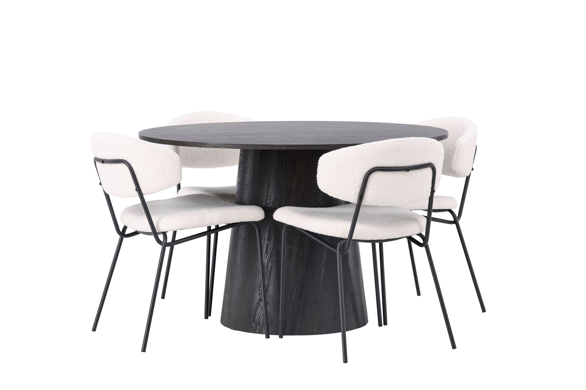 Venture Home Lanzo spisebord φ120 - Mocca/Mocca +Chico Spisebordsstol - Black / White Boucle _4
