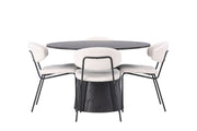 Venture Home Lanzo spisebord φ120 - Mocca/Mocca +Chico Spisebordsstol - Black / White Boucle _4
