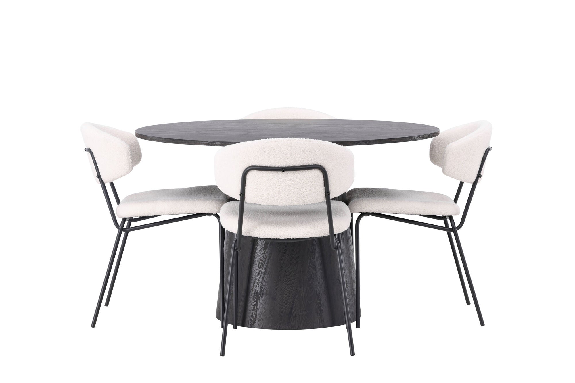 Venture Home Lanzo spisebord φ120 - Mocca/Mocca +Chico Spisebordsstol - Black / White Boucle _4