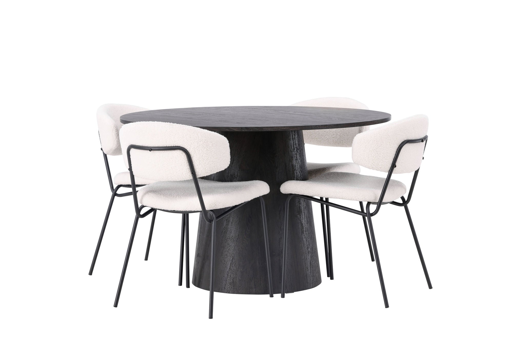Venture Home Lanzo spisebord φ120 - Mocca/Mocca +Chico Spisebordsstol - Black / White Boucle _4