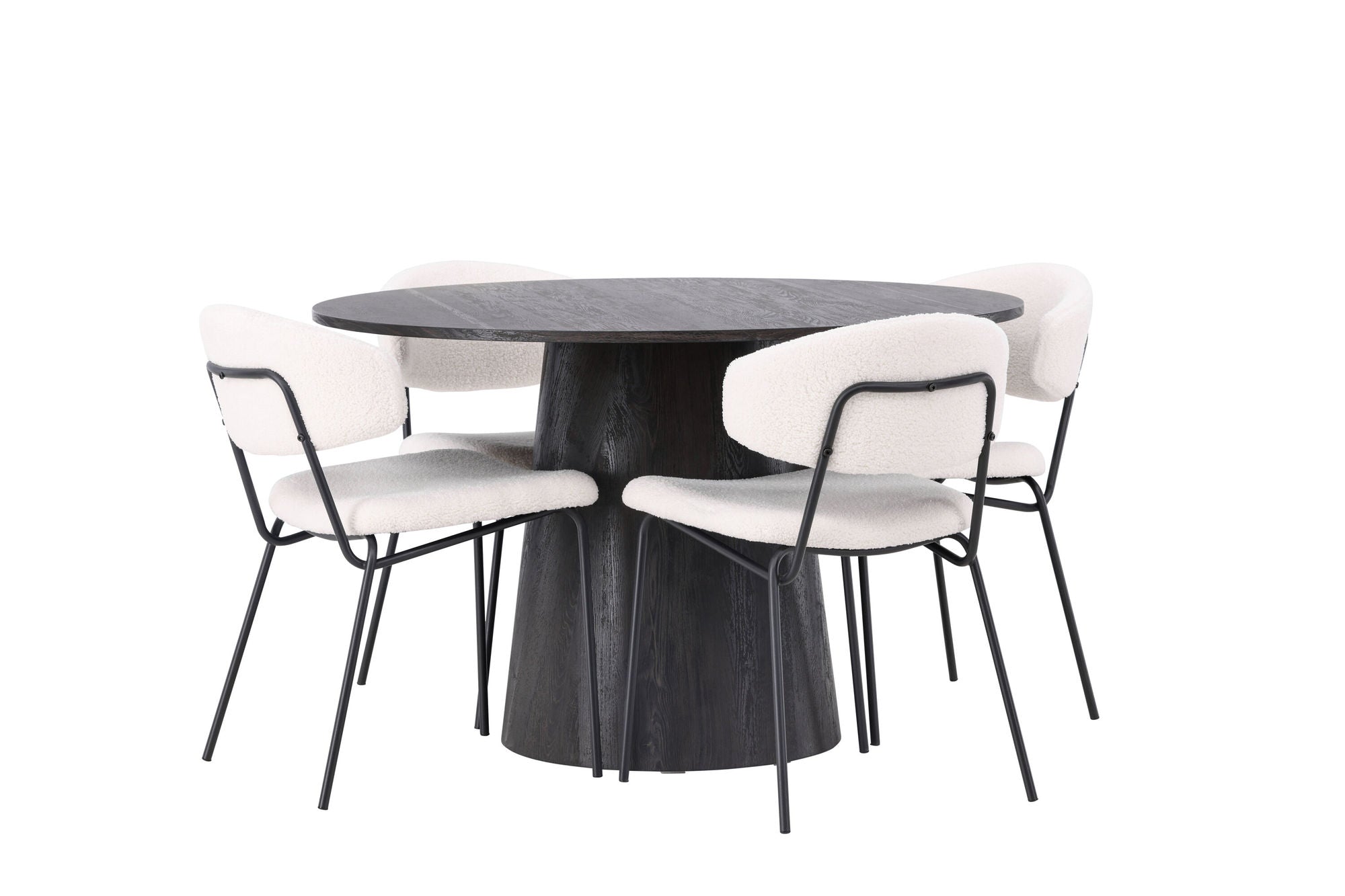 Venture Home Lanzo spisebord φ120 - Mocca/Mocca +Chico Spisebordsstol - Black / White Boucle _4