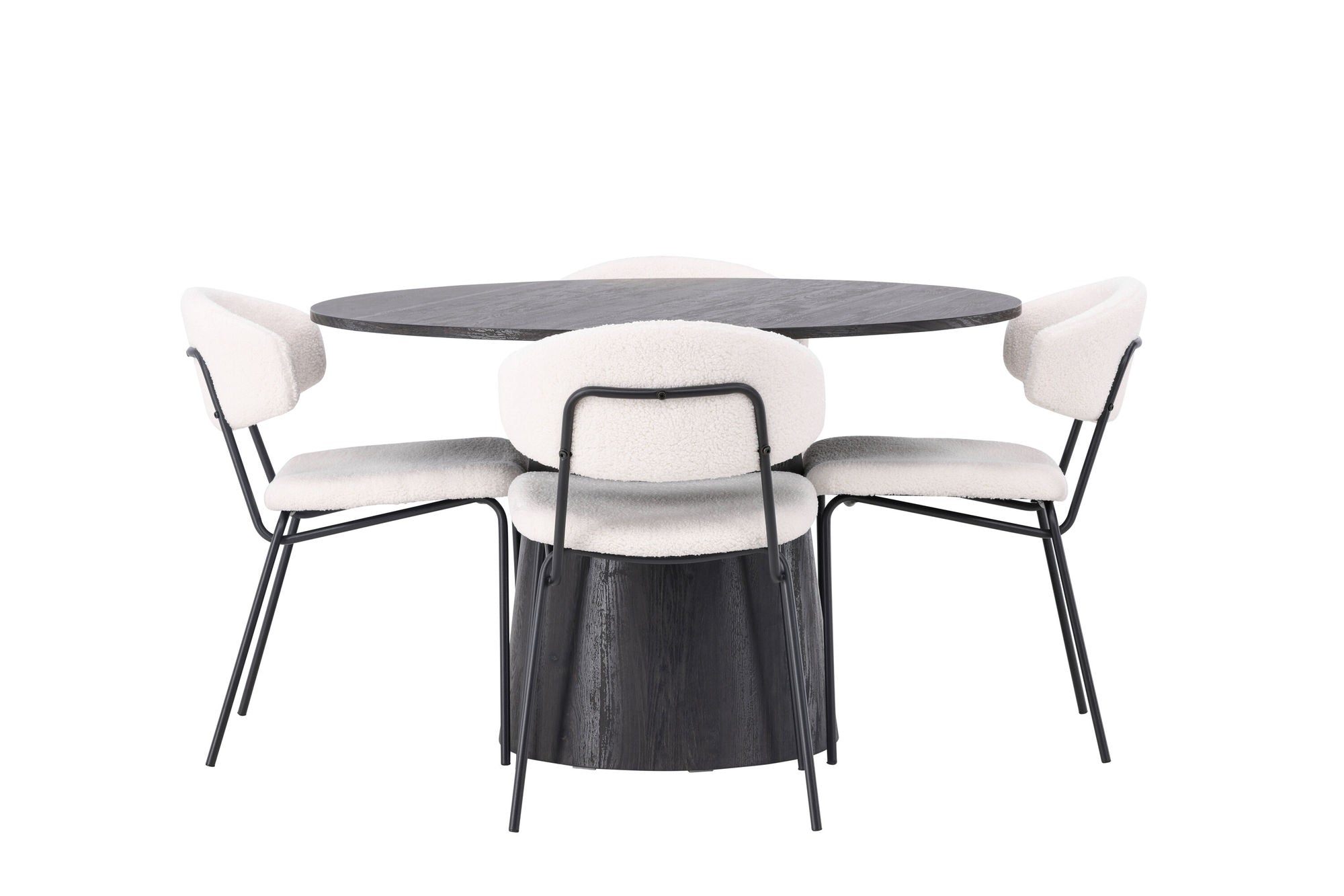 Venture Home Lanzo spisebord φ120 - Mocca/Mocca +Chico Spisebordsstol - Black / White Boucle _4
