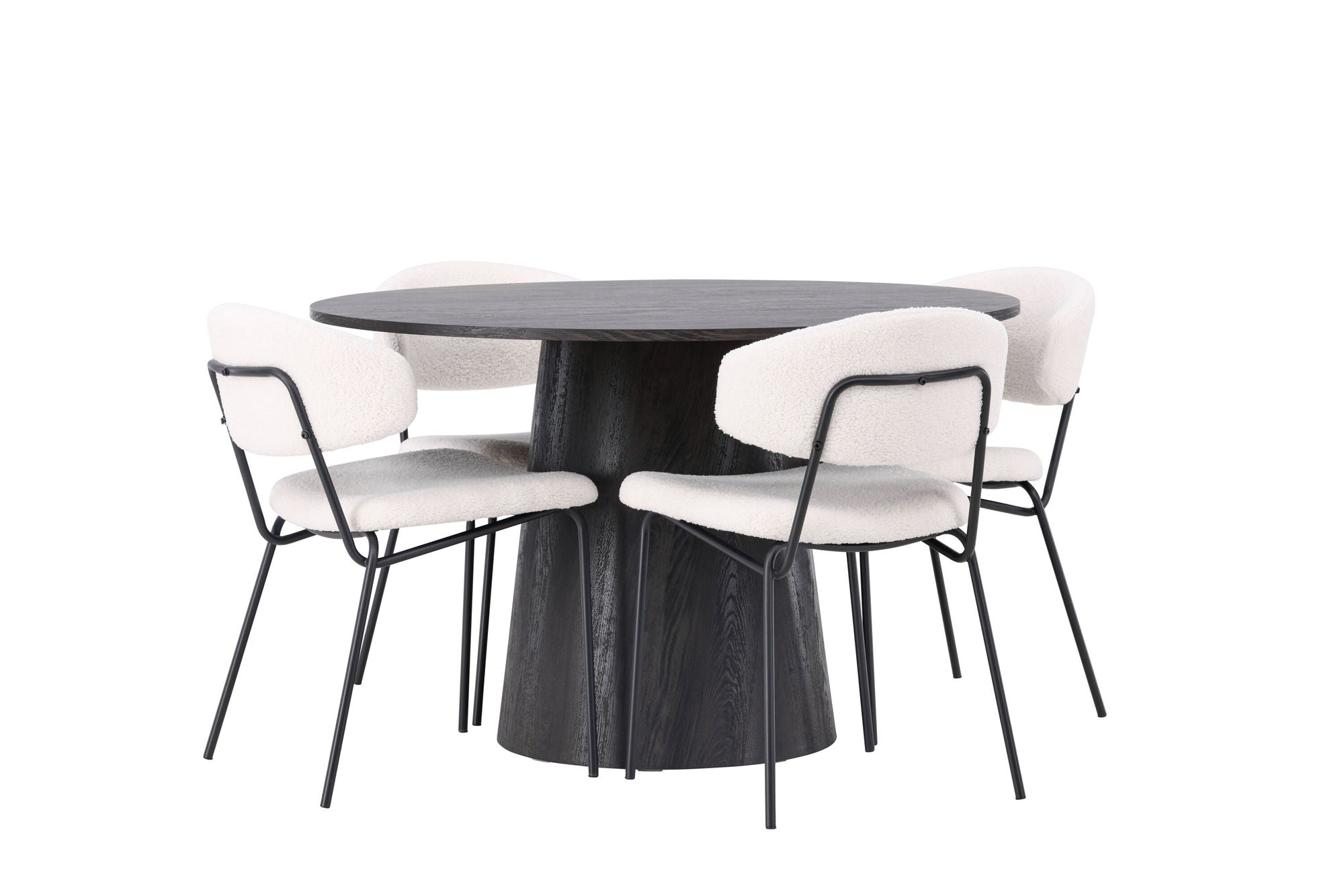 Venture Home Lanzo spisebord φ120 - Mocca/Mocca +Chico Spisebordsstol - Black / White Boucle _4