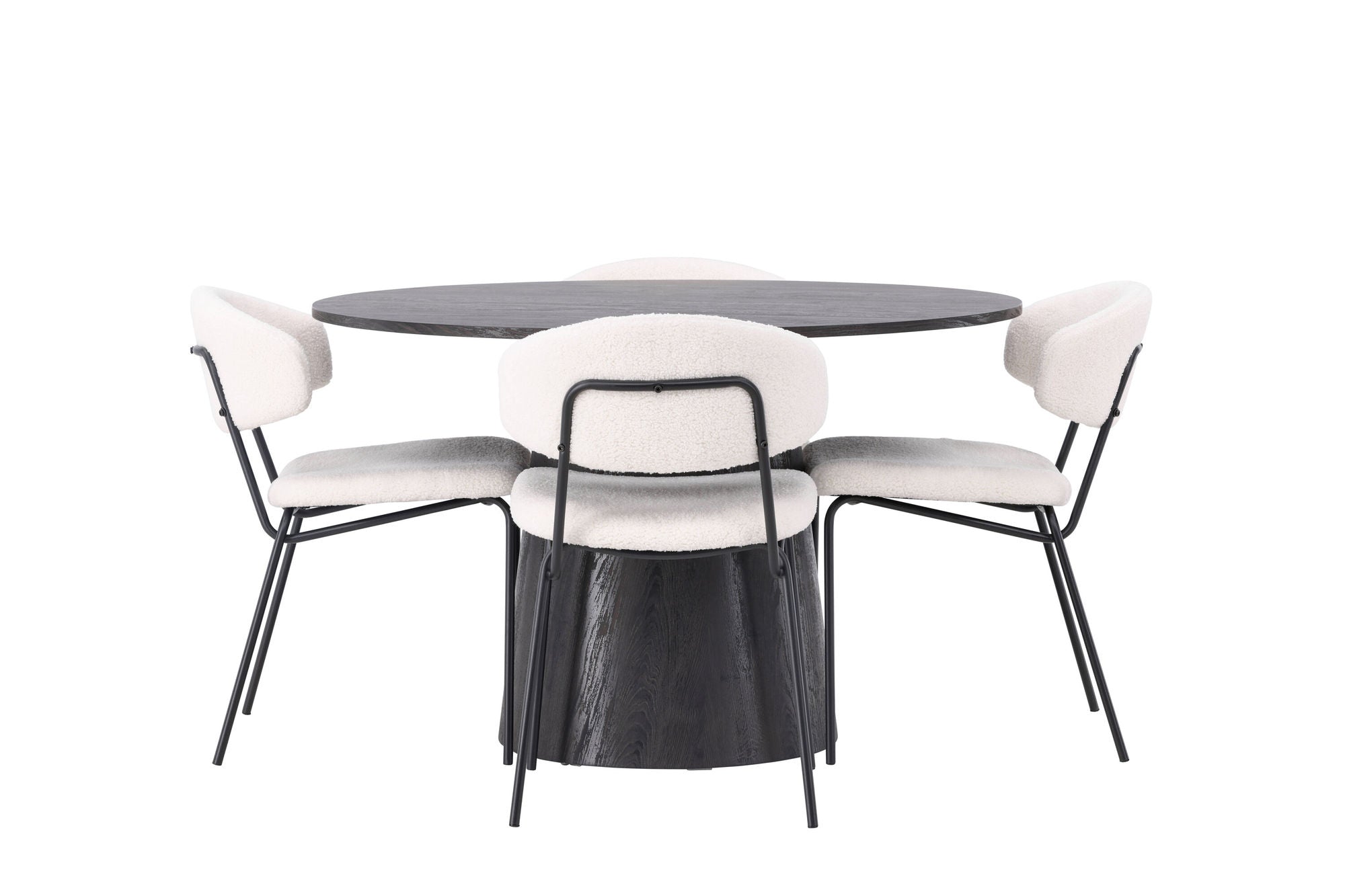 Venture Home Lanzo spisebord φ120 - Mocca/Mocca +Chico Spisebordsstol - Black / White Boucle _4