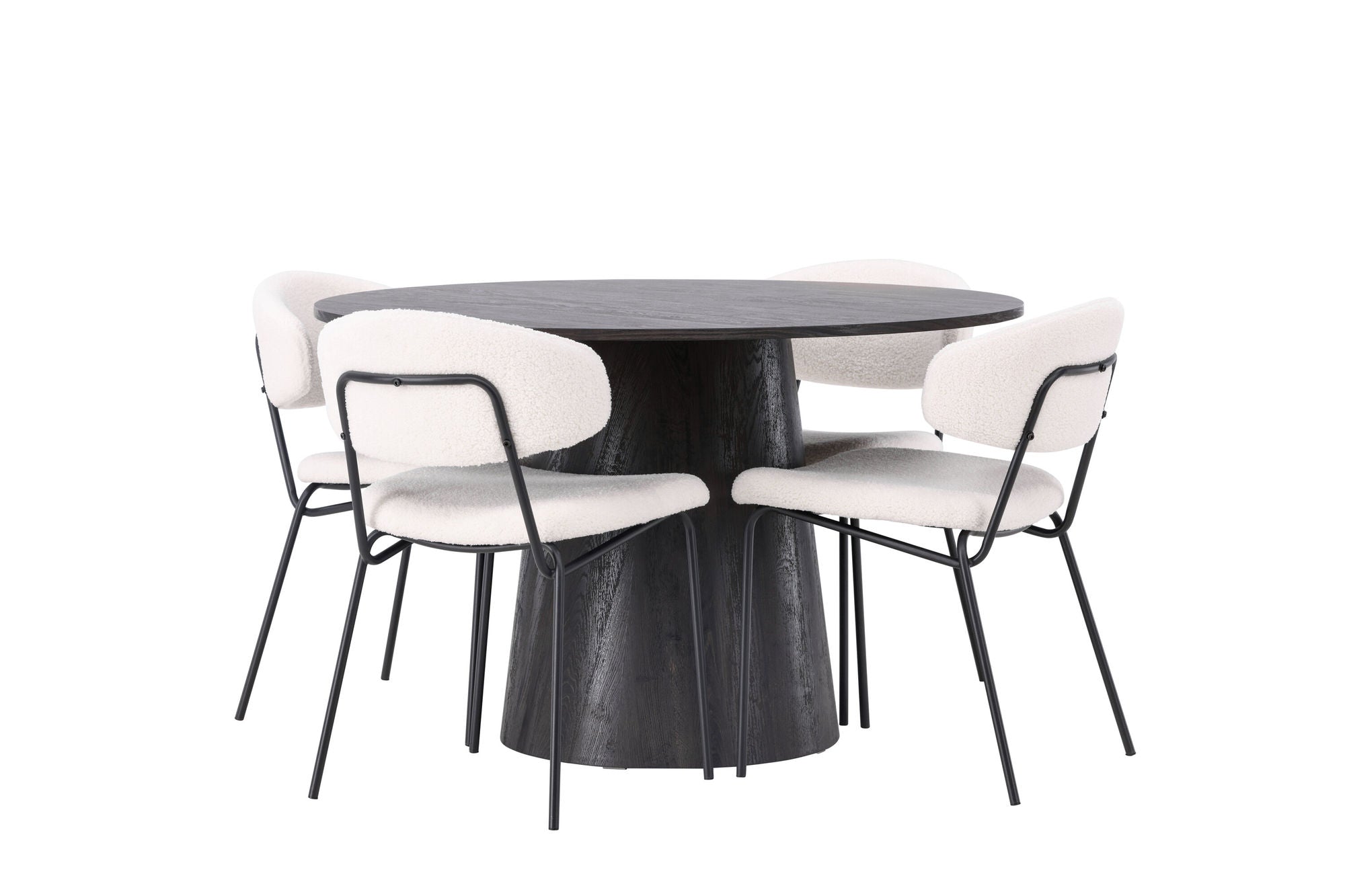 Venture Home Lanzo spisebord φ120 - Mocca/Mocca +Chico Spisebordsstol - Black / White Boucle _4