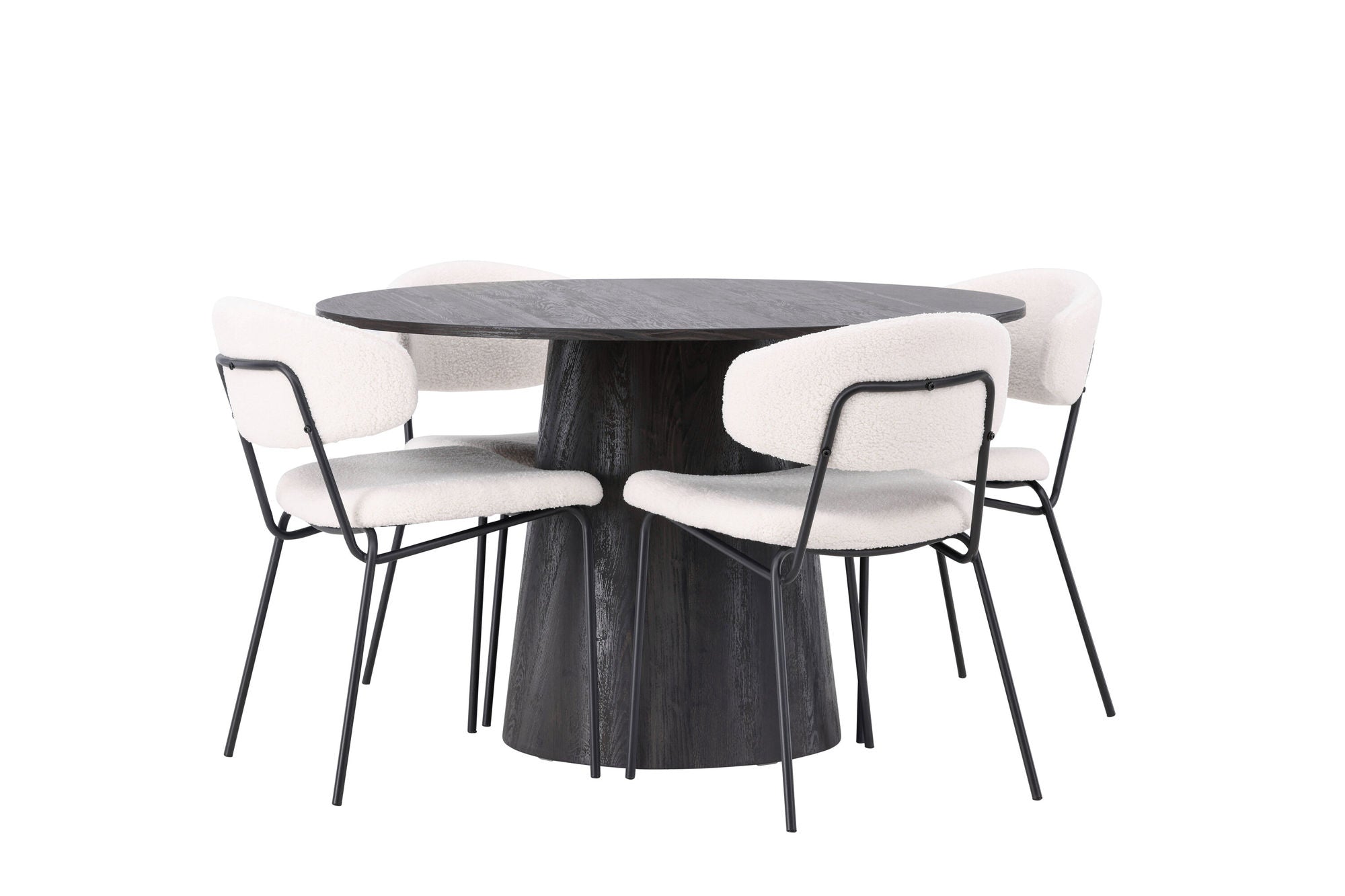 Venture Home Lanzo spisebord φ120 - Mocca/Mocca +Chico Spisebordsstol - Black / White Boucle _4